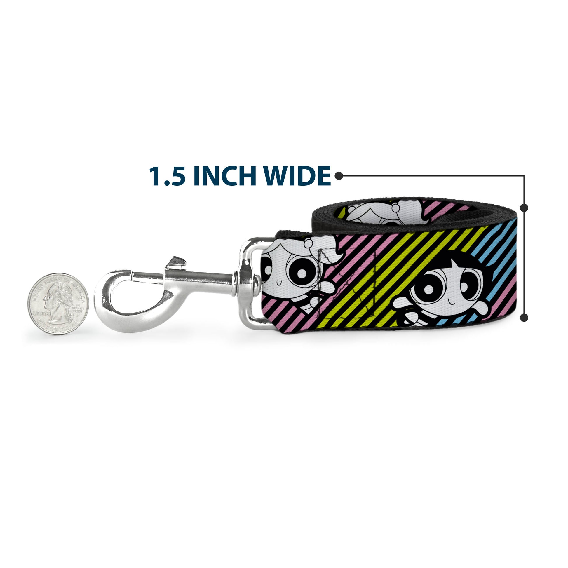 Dog Leash - The Powerpuff Girls and Donny Stripe Black/Multi Pastel Dog Leashes Powerpuff Girls