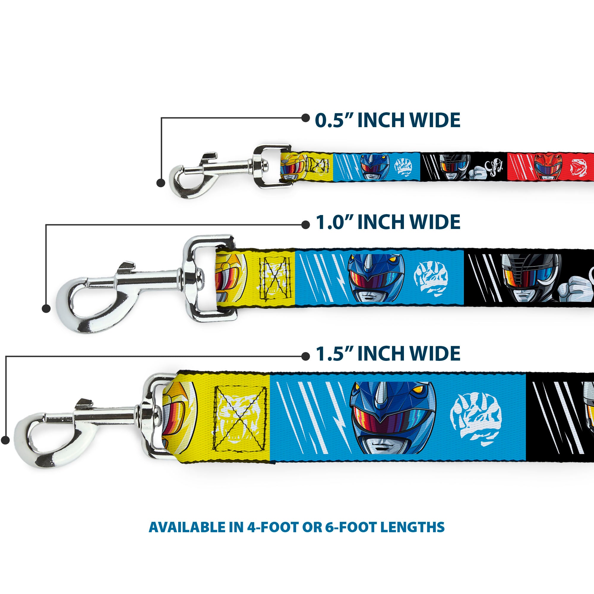 Dog Leash - Power Rangers Face and Power Icon Blocks Multi Color