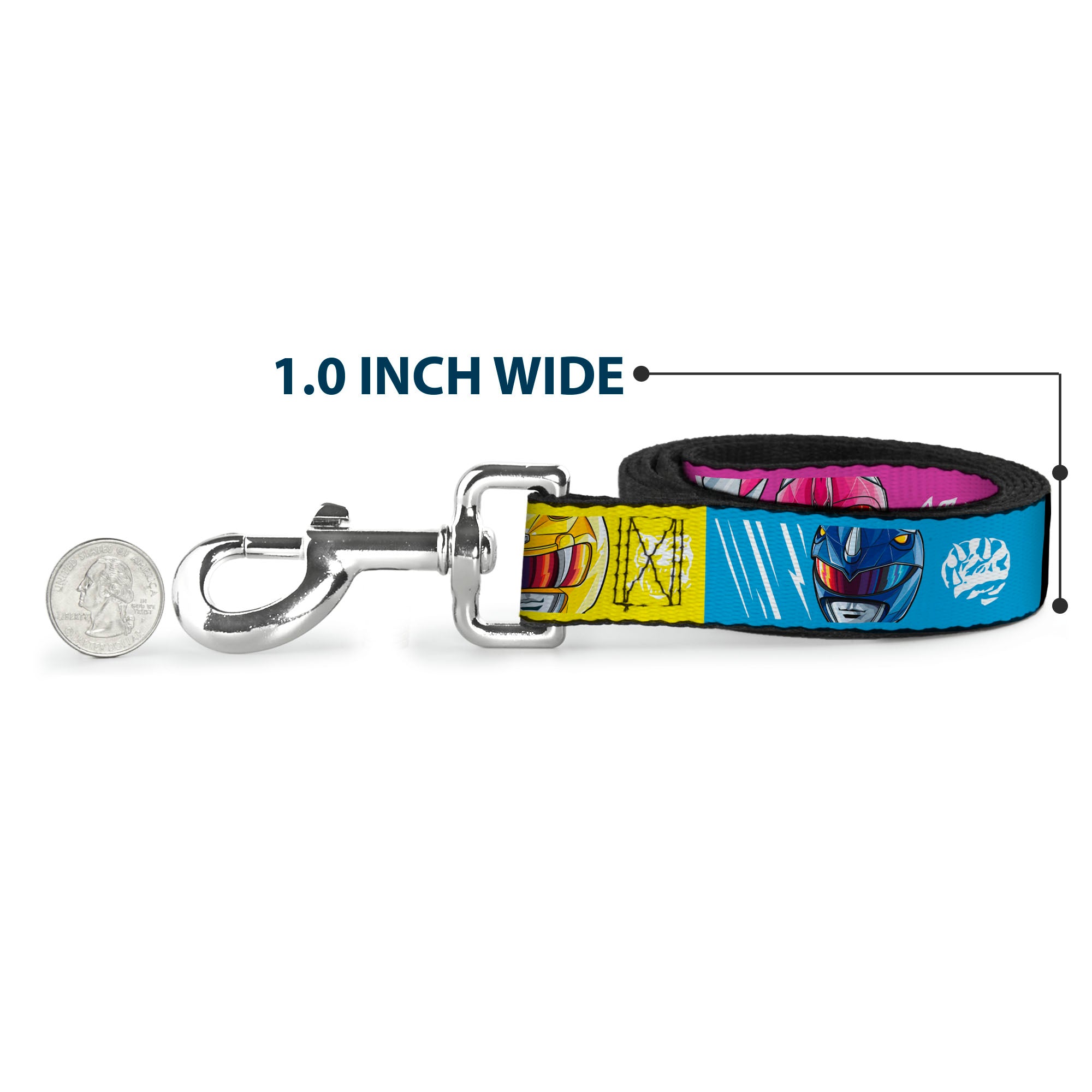 Dog Leash - Power Rangers Face and Power Icon Blocks Multi Color