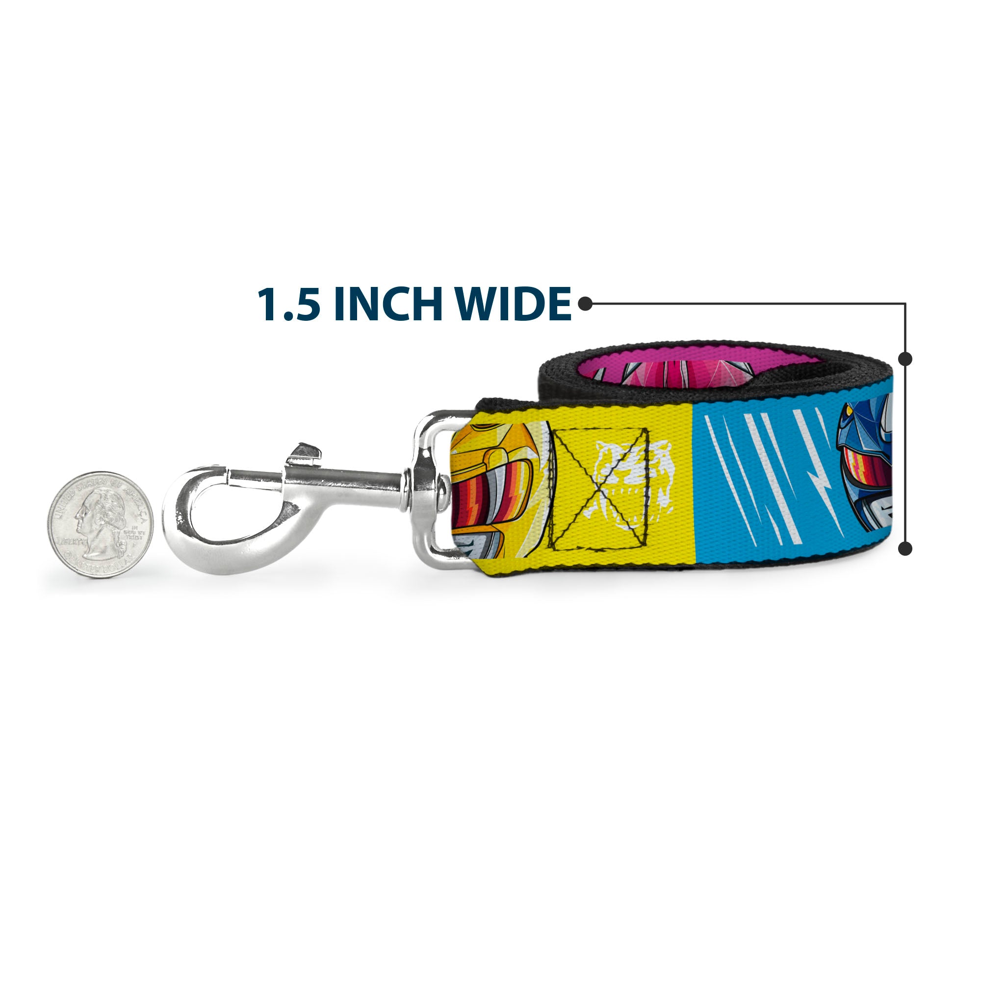 Dog Leash - Power Rangers Face and Power Icon Blocks Multi Color