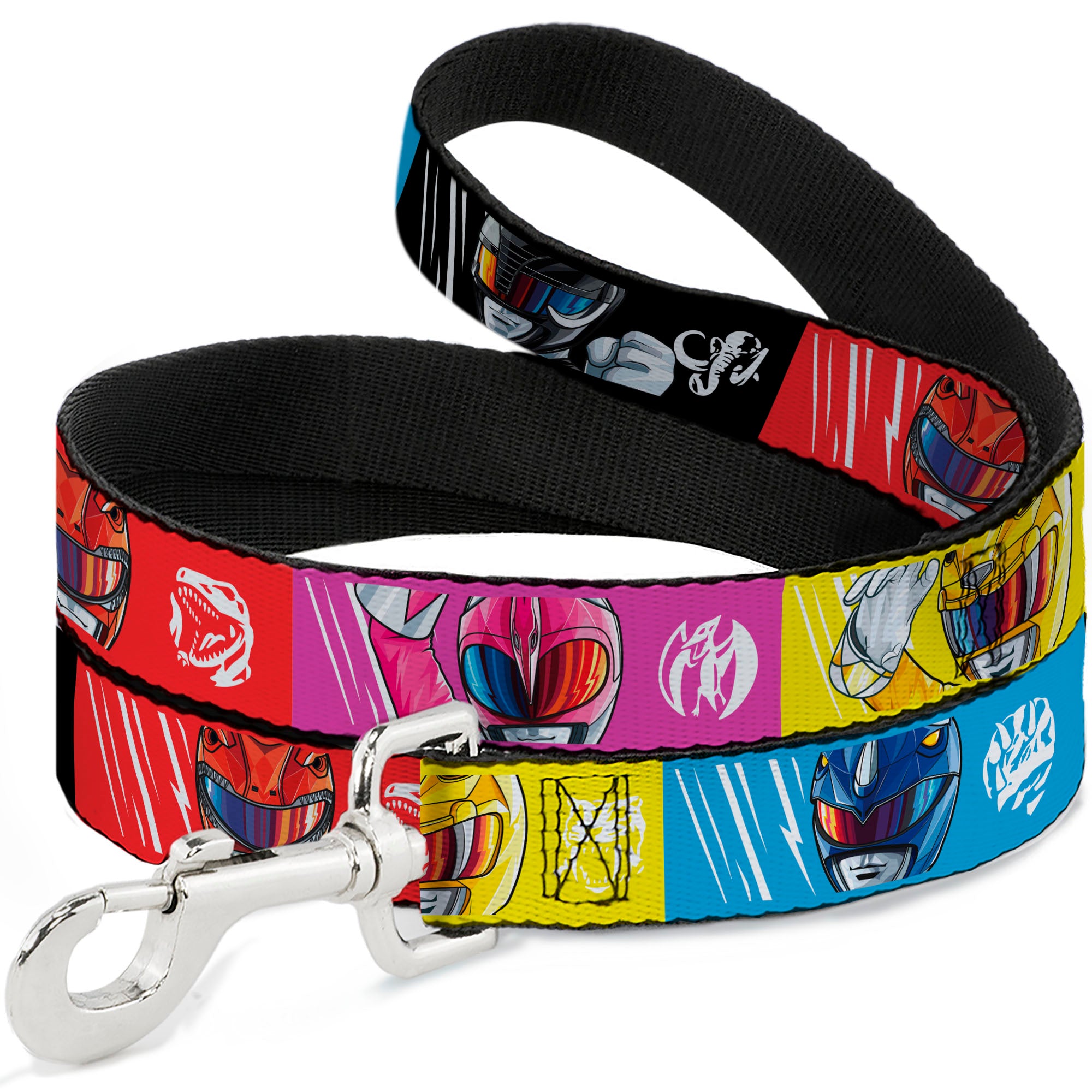 Dog Leash - Power Rangers Face and Power Icon Blocks Multi Color