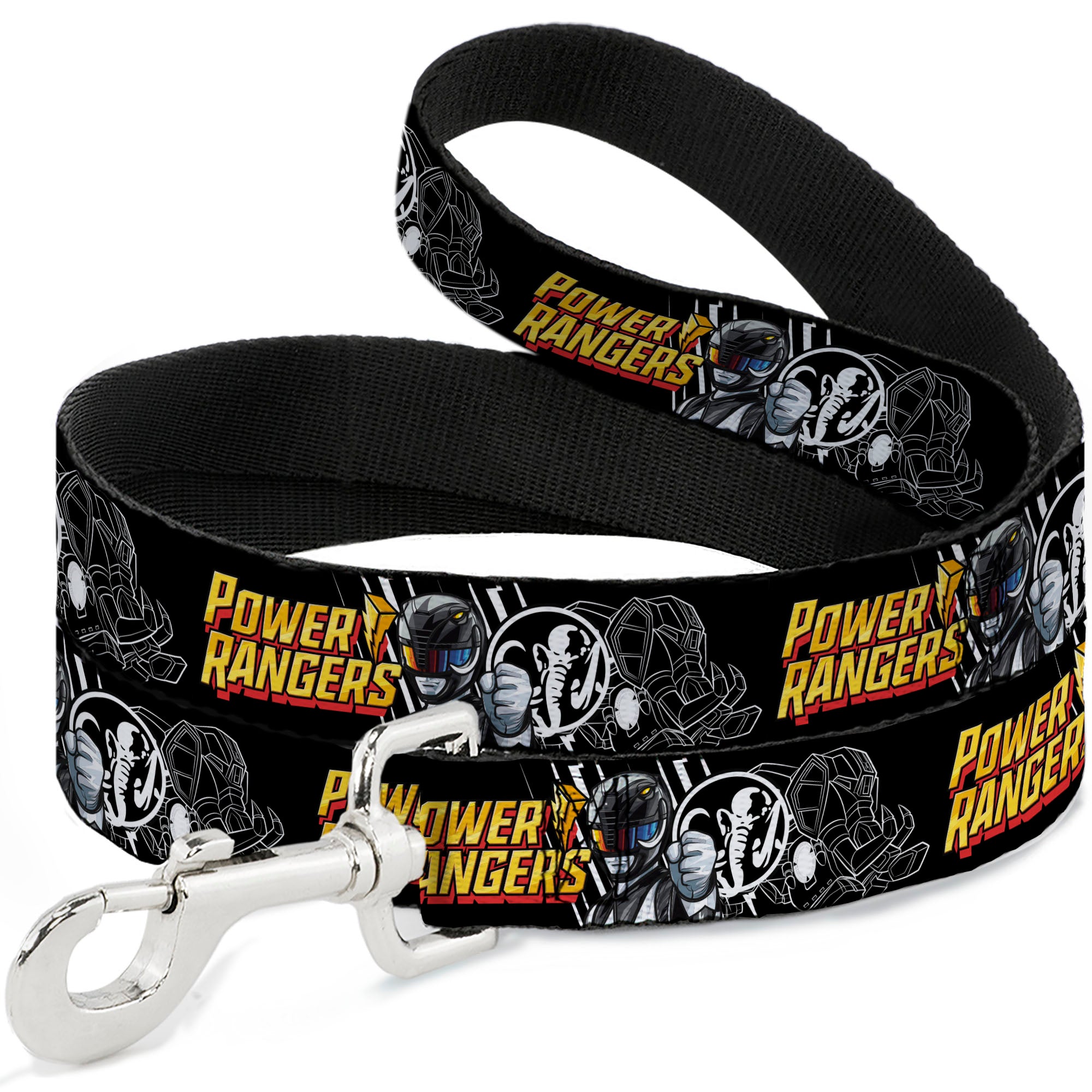 Dog Leash - POWER RANGERS Black Ranger Mastadon Pose and Coin Icon Black