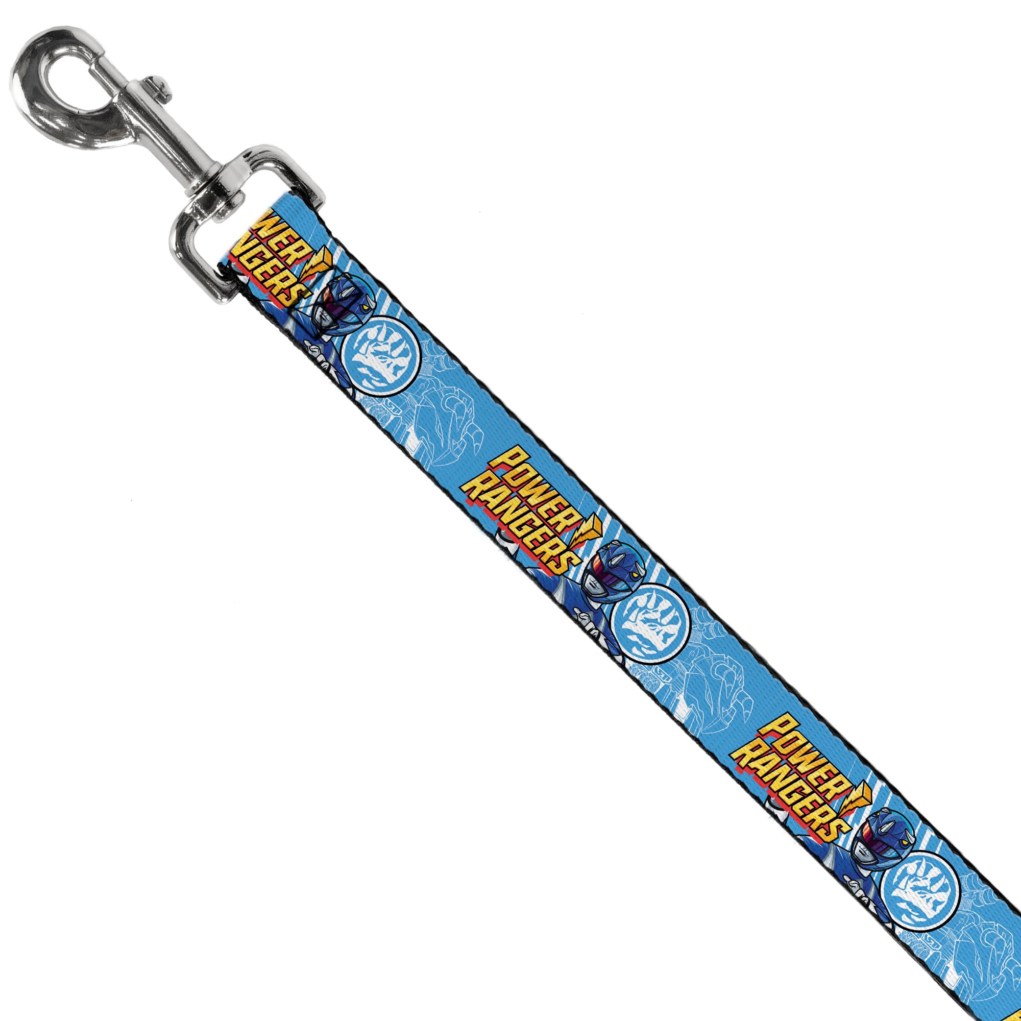 Dog Leash - POWER RANGERS Blue Ranger Triceratops Pose and Coin Icon Light Blue