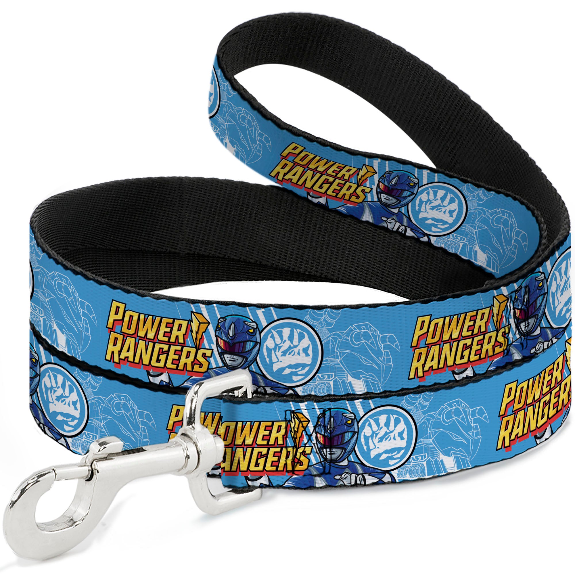 Dog Leash - POWER RANGERS Blue Ranger Triceratops Pose and Coin Icon Light Blue