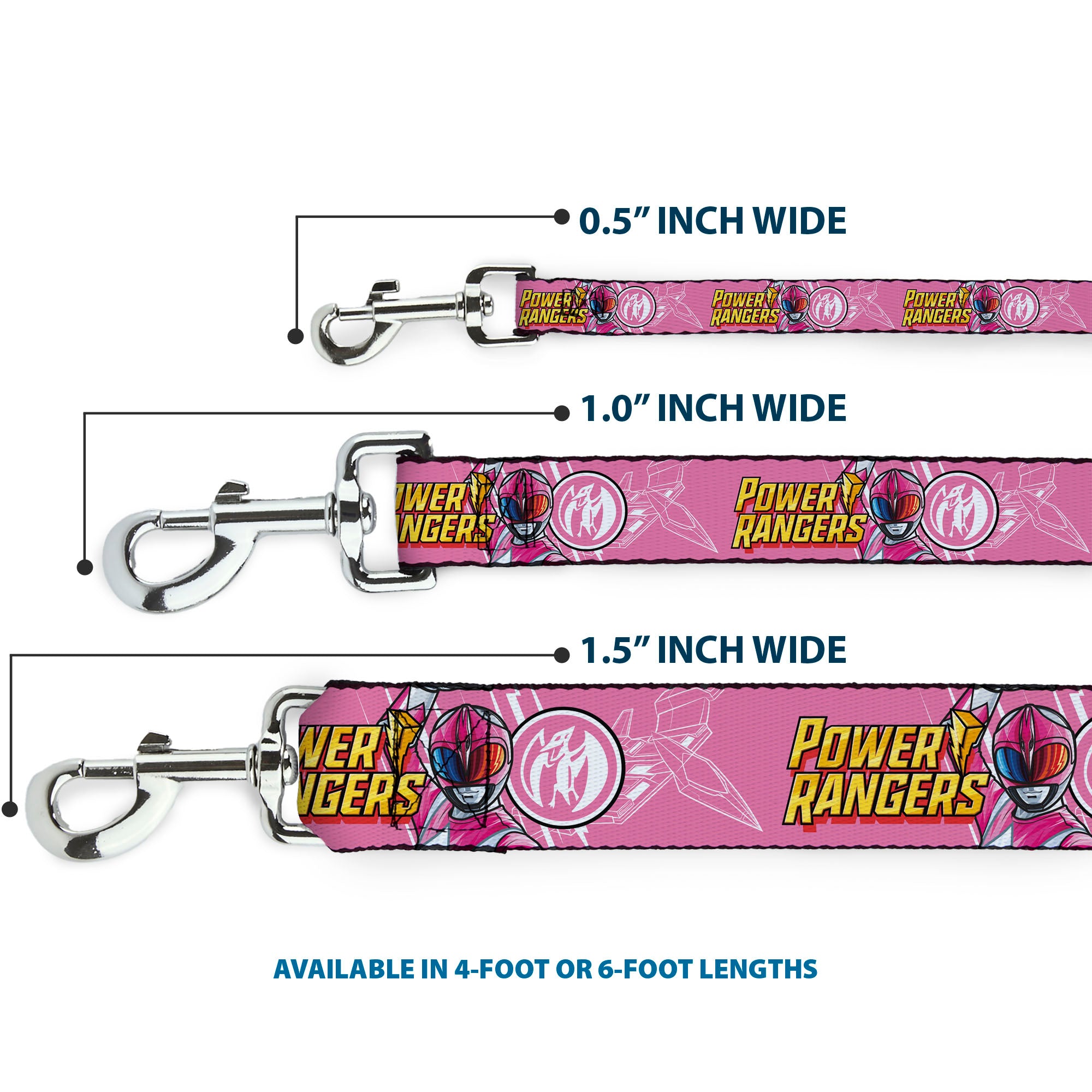 Dog Leash - POWER RANGERS Pink Ranger Pterodactyl Pose and Coin Icon Pink