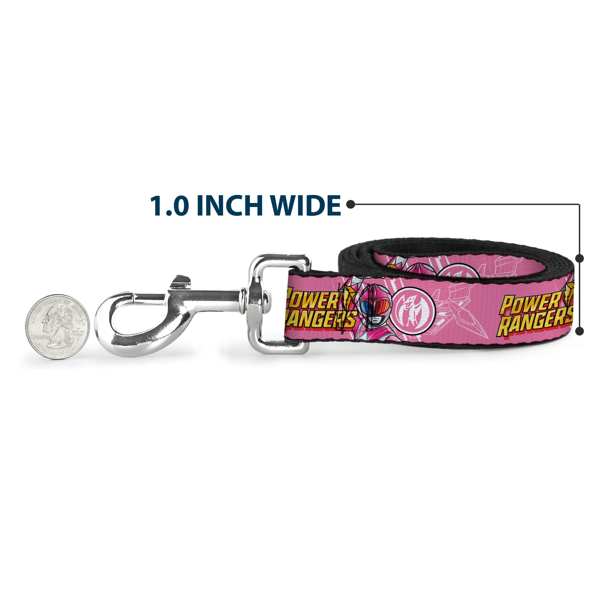 Dog Leash - POWER RANGERS Pink Ranger Pterodactyl Pose and Coin Icon Pink