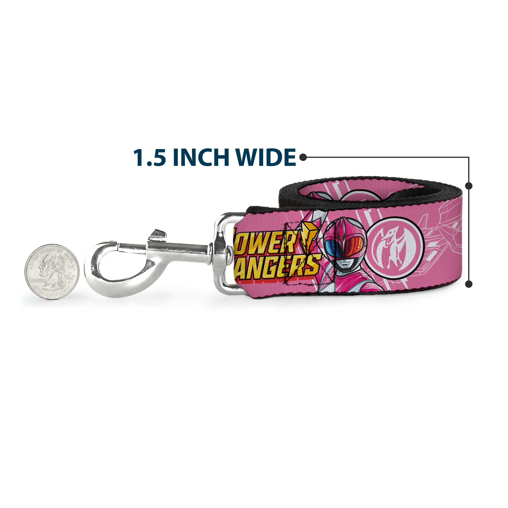 Dog Leash - POWER RANGERS Pink Ranger Pterodactyl Pose and Coin Icon Pink