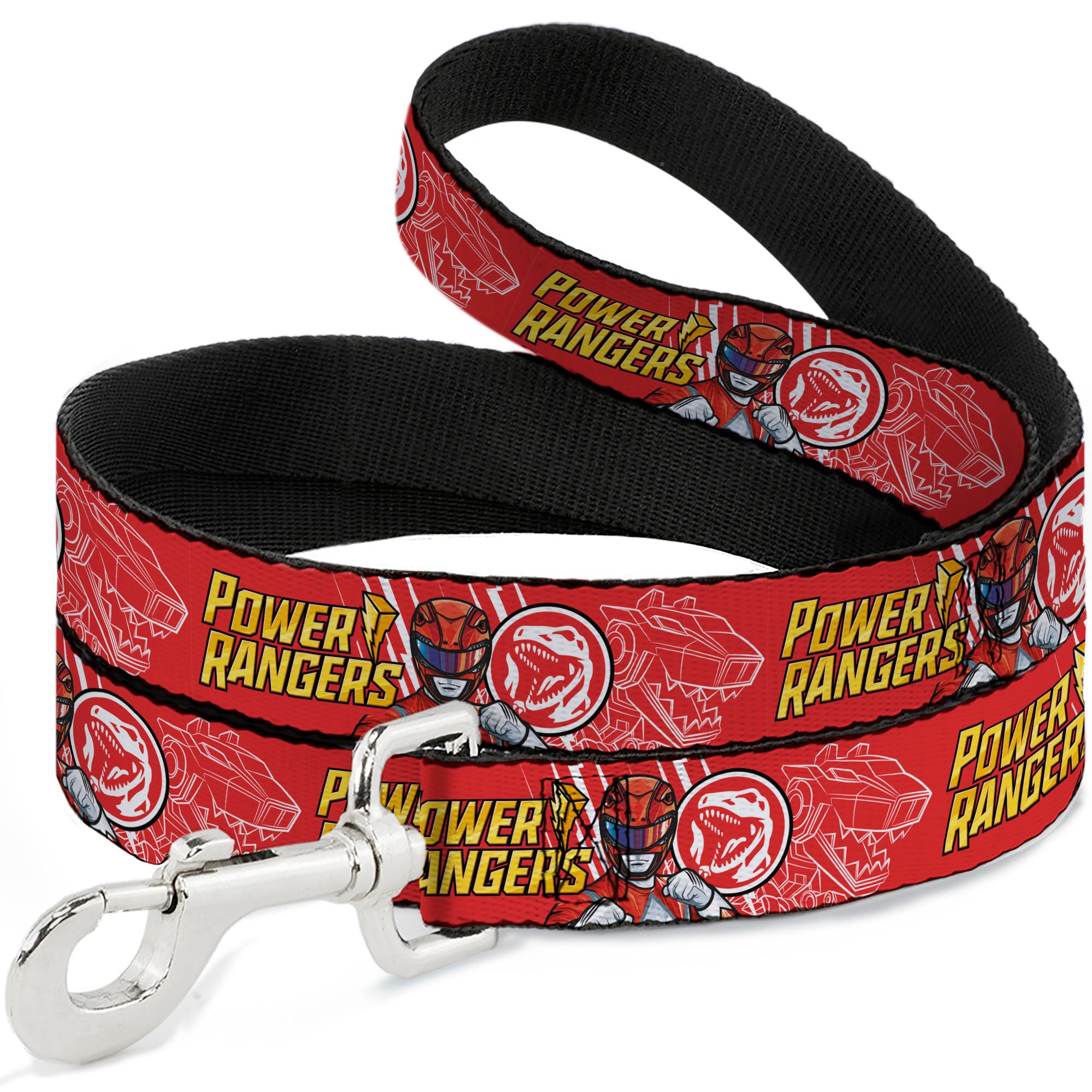 Dog Leash - POWER RANGERS Red Ranger Tyrannosaurus Rex Pose and Coin Icon Red