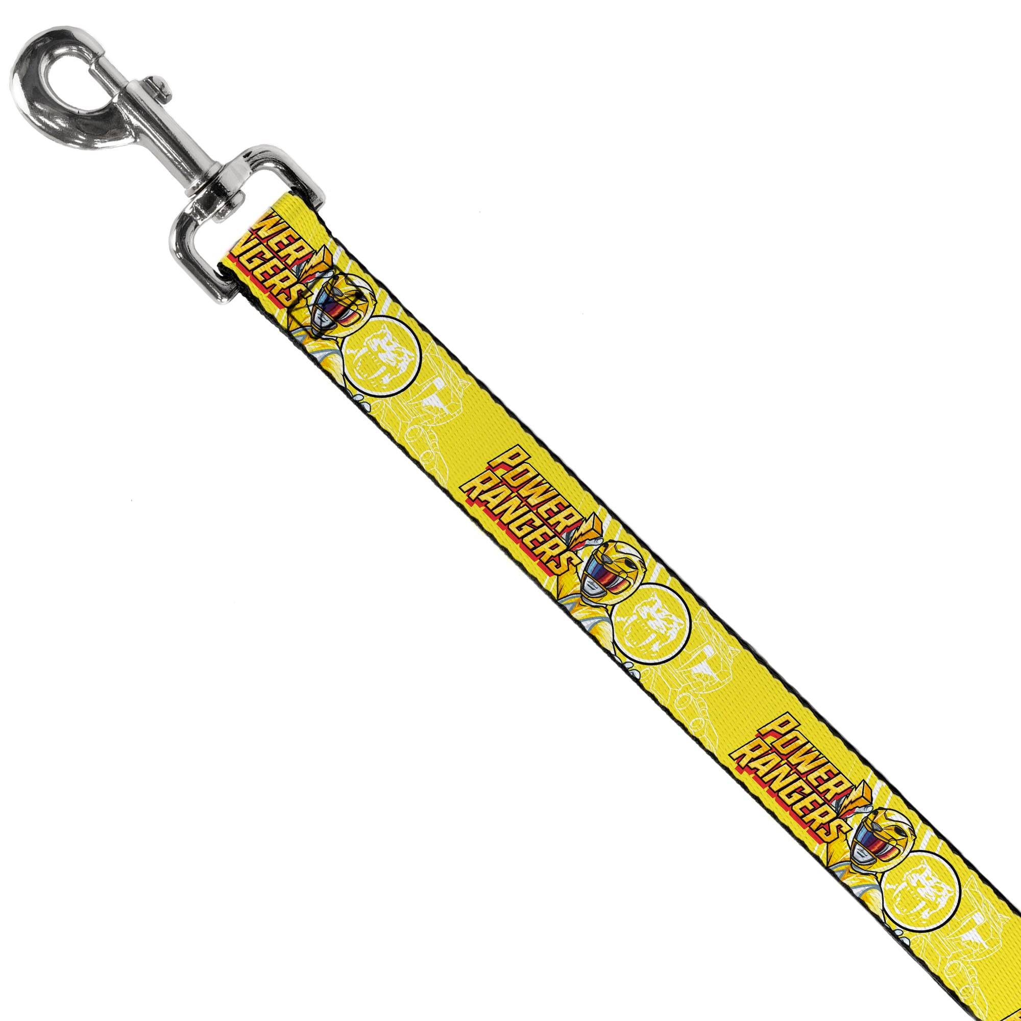 Dog Leash - POWER RANGERS Yellow Ranger Sabertooth Tiger Pose and Coin Icon Yellow