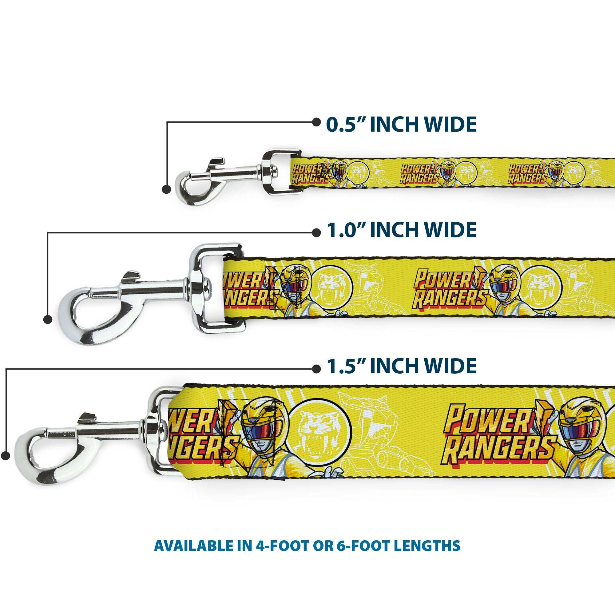 Dog Leash - POWER RANGERS Yellow Ranger Sabertooth Tiger Pose and Coin Icon Yellow