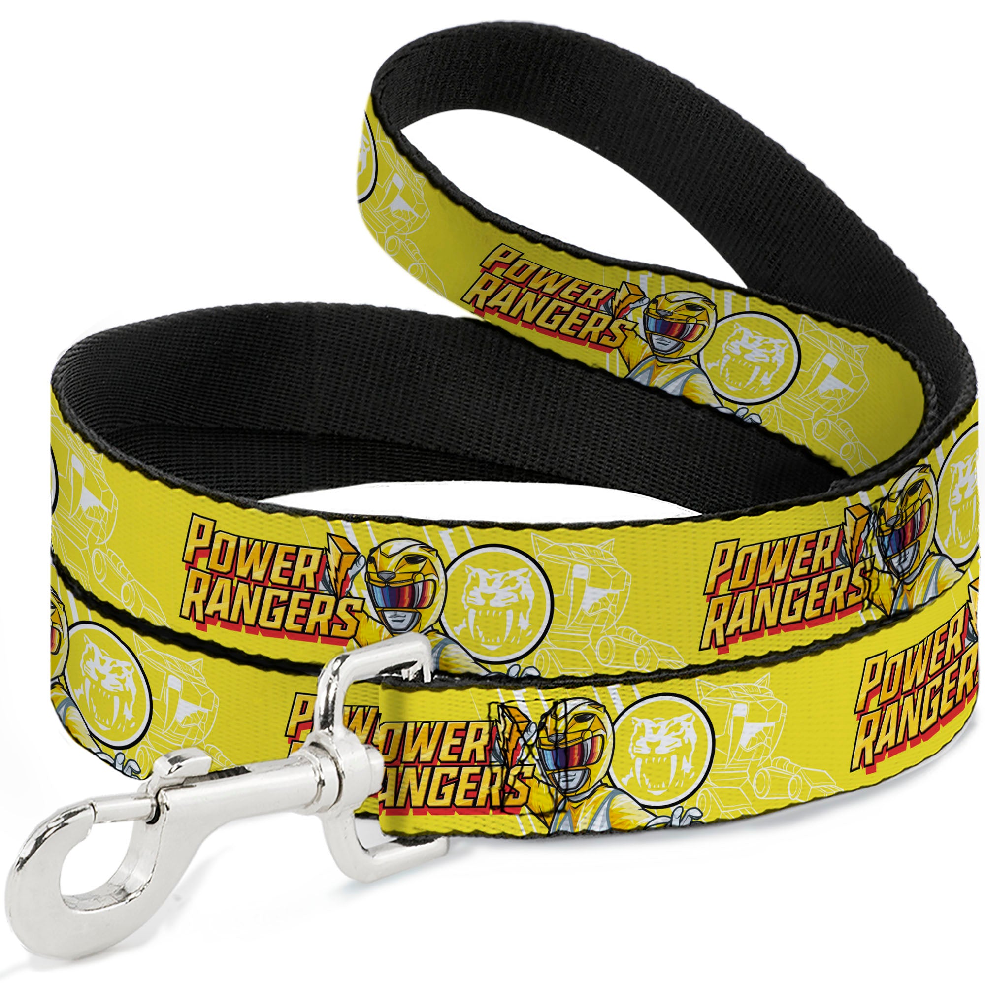 Dog Leash - POWER RANGERS Yellow Ranger Sabertooth Tiger Pose and Coin Icon Yellow