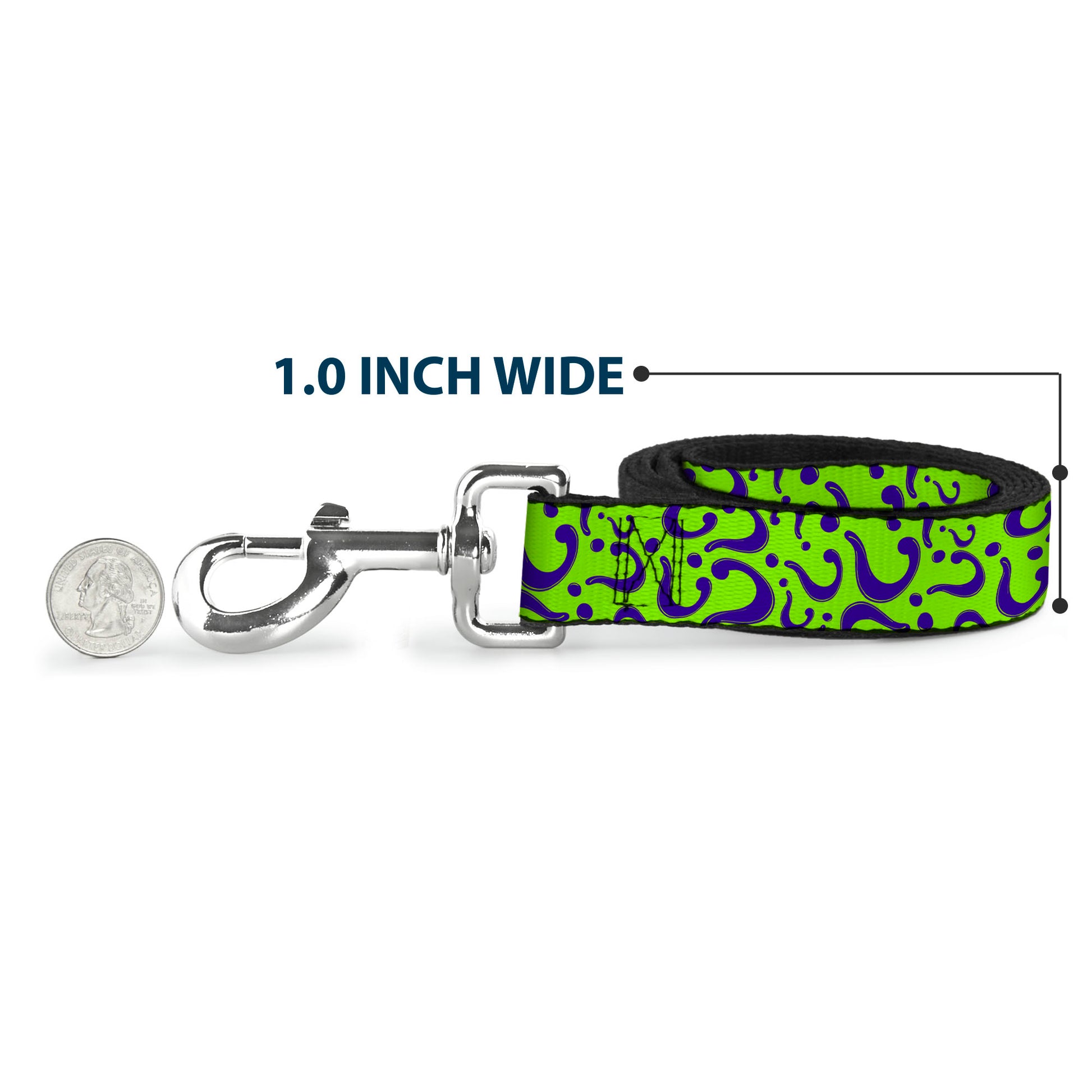 Dog Leash - Question Mark Scattered Lime Green/Purple Dog Leashes DC Comics