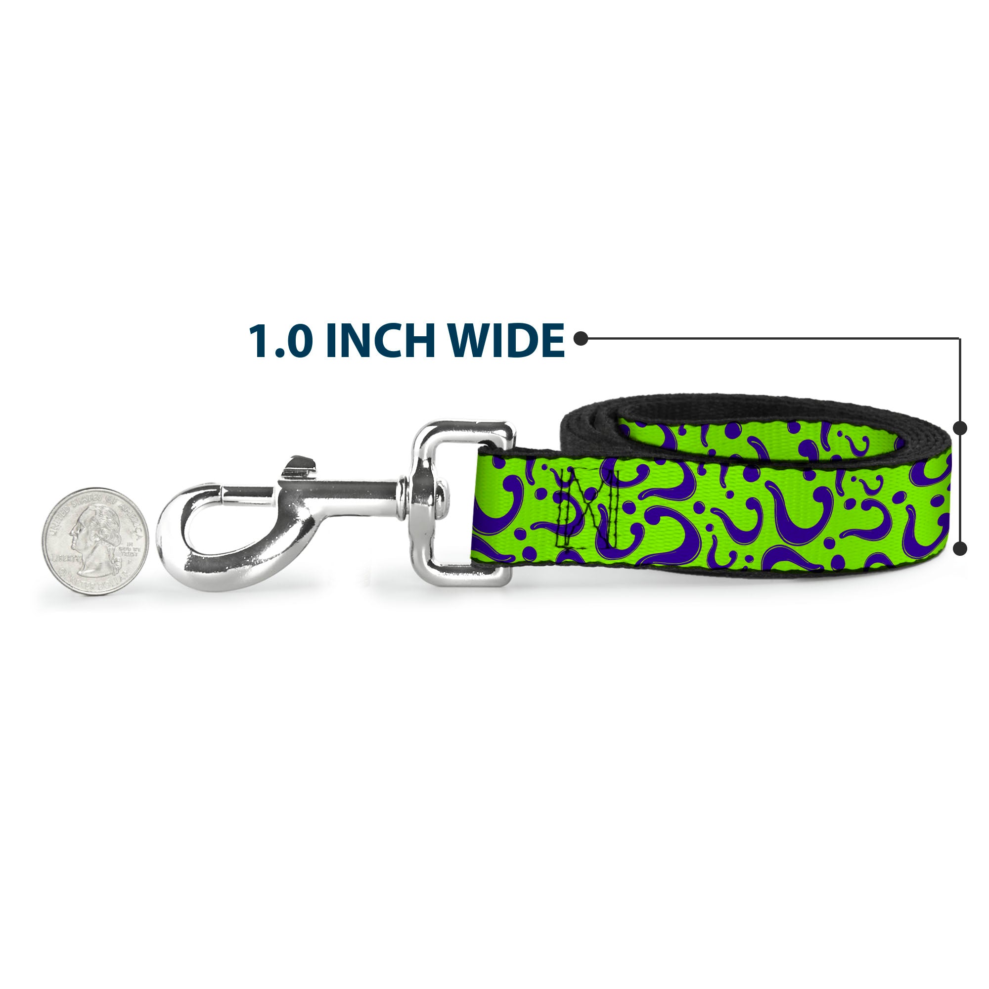 Dog Leash - Question Mark Scattered Lime Green/Purple Dog Leashes DC Comics