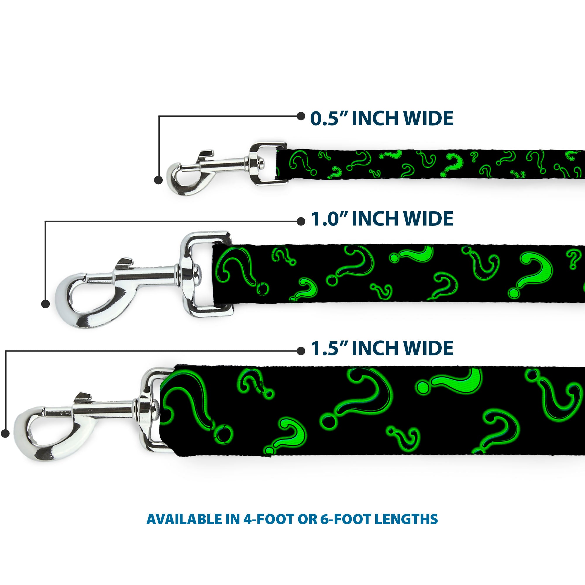 Dog Leash - Question Mark Scattere2 Black/Neon Green Dog Leashes DC Comics