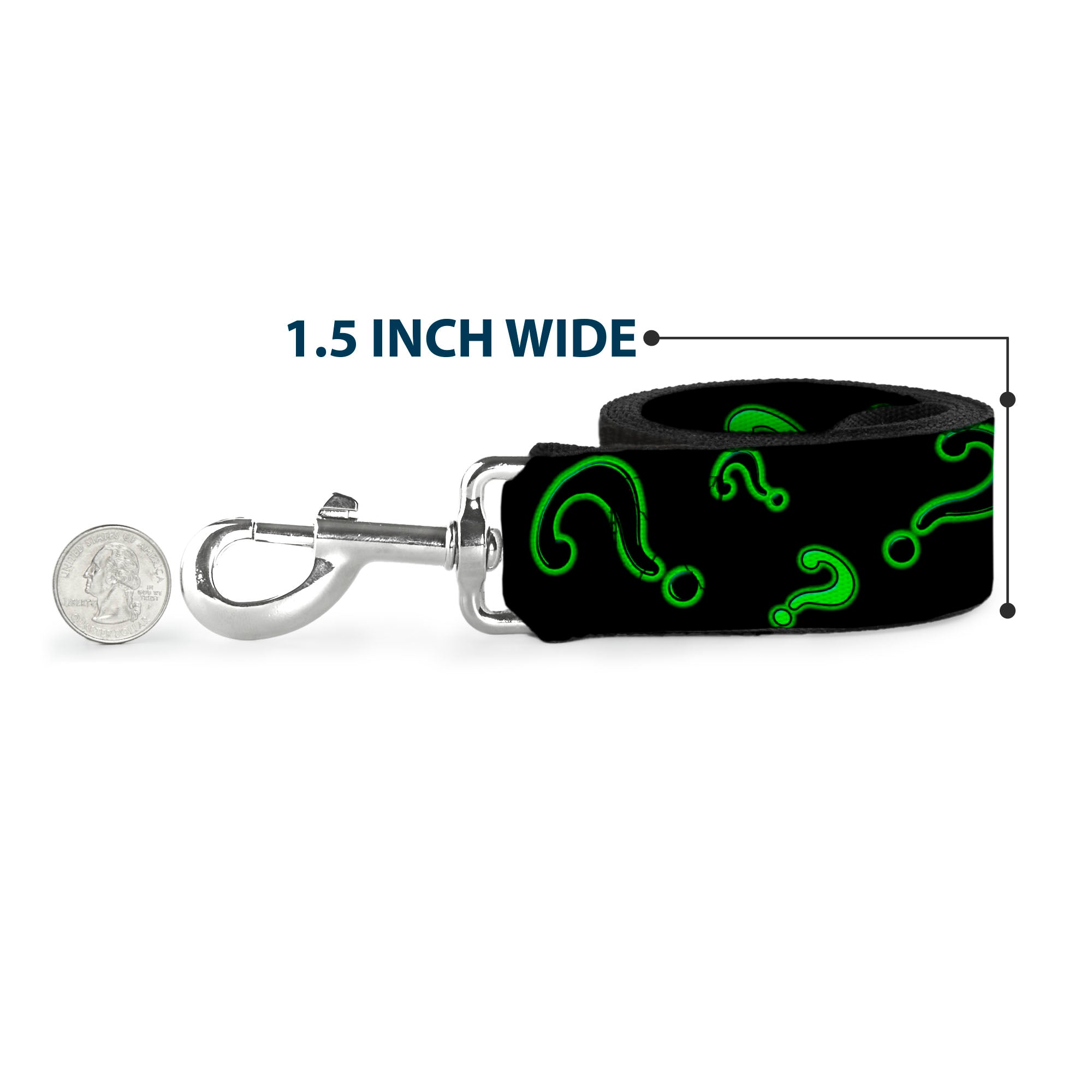 Dog Leash - Question Mark Scattere2 Black/Neon Green Dog Leashes DC Comics