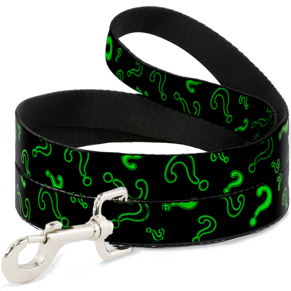Dog Leash - Question Mark Scattere2 Black/Neon Green Dog Leashes DC Comics