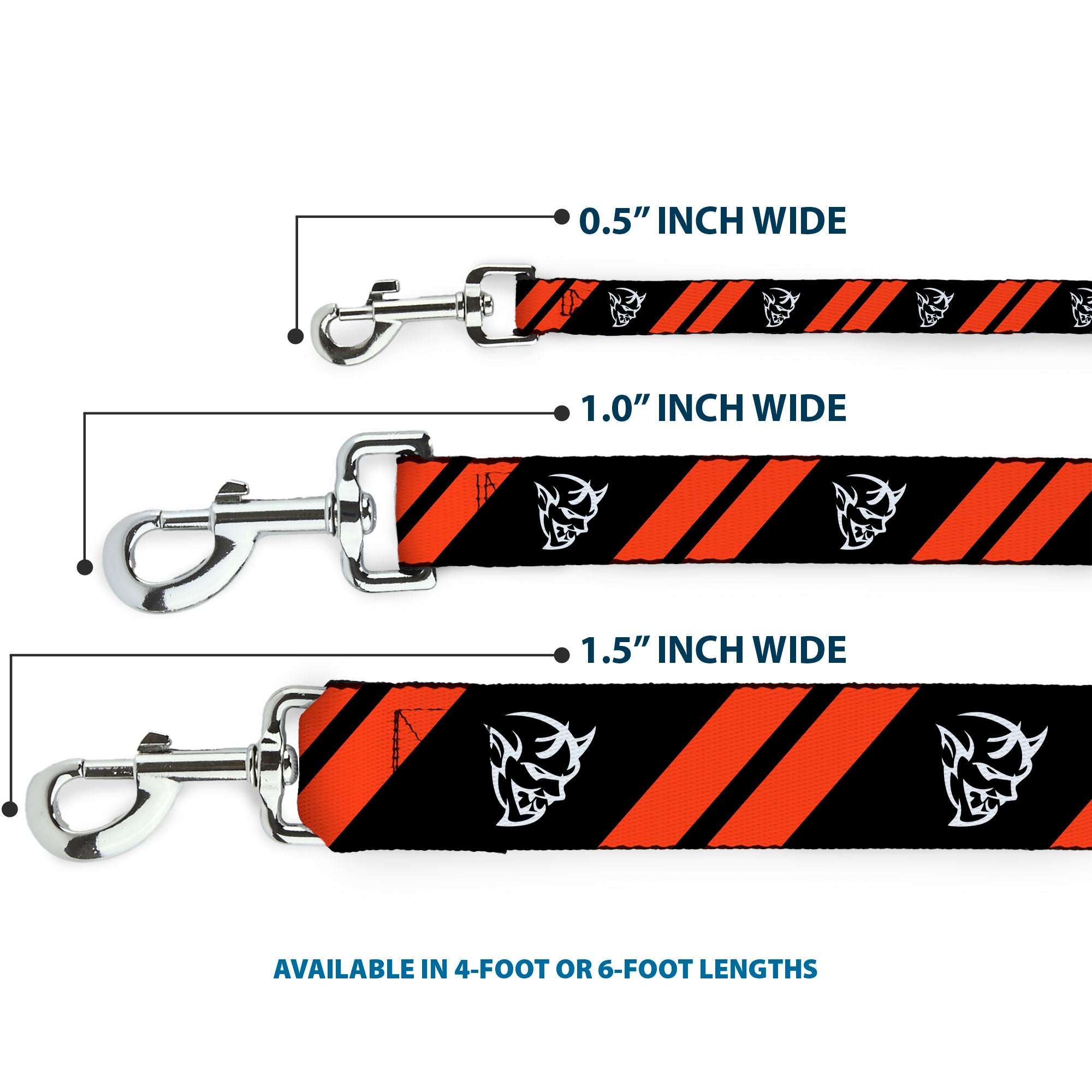 Dog Leash - Dodge Stripes/Demon Icon Black/Red/White Dog Leashes Dodge