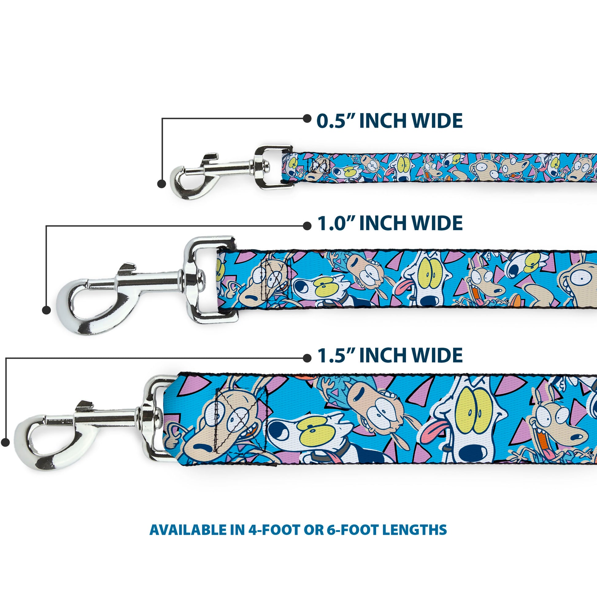 Dog Leash - Rocko & Spunky Scattered Expressions/Triangles Blue/Lavender Dog Leashes Ren and Stimpy