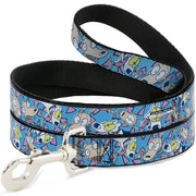 Dog Leash - Rocko & Spunky Scattered Expressions/Triangles Blue/Lavender Dog Leashes Ren and Stimpy