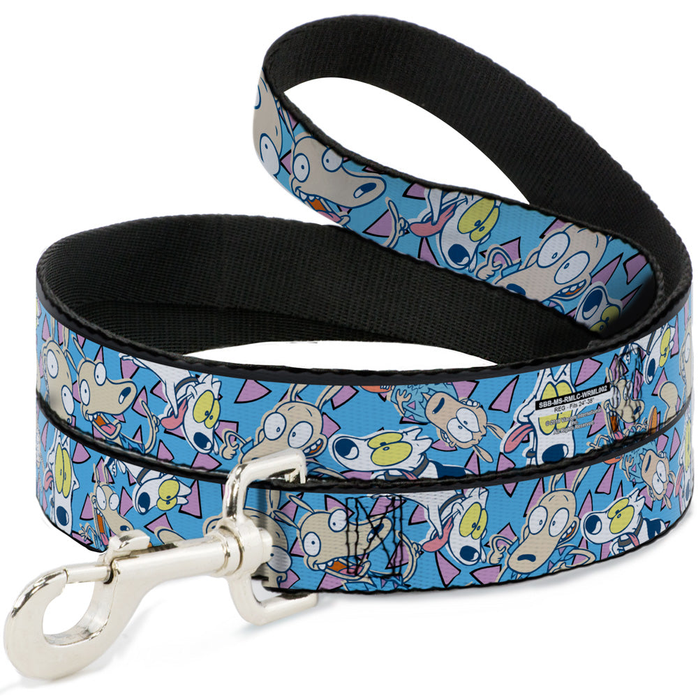 Dog Leash - Rocko & Spunky Scattered Expressions/Triangles Blue/Lavender Dog Leashes Ren and Stimpy