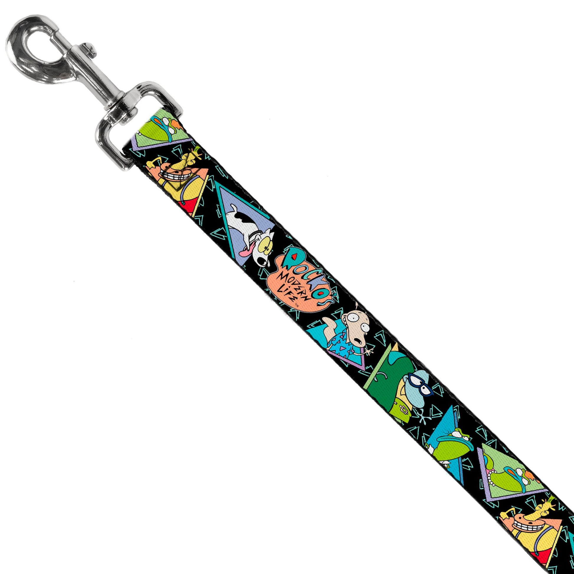 Dog Leash - ROCKO'S MODERN LIFE Character Portraits/Triangles Black/Blue Dog Leashes Ren and Stimpy