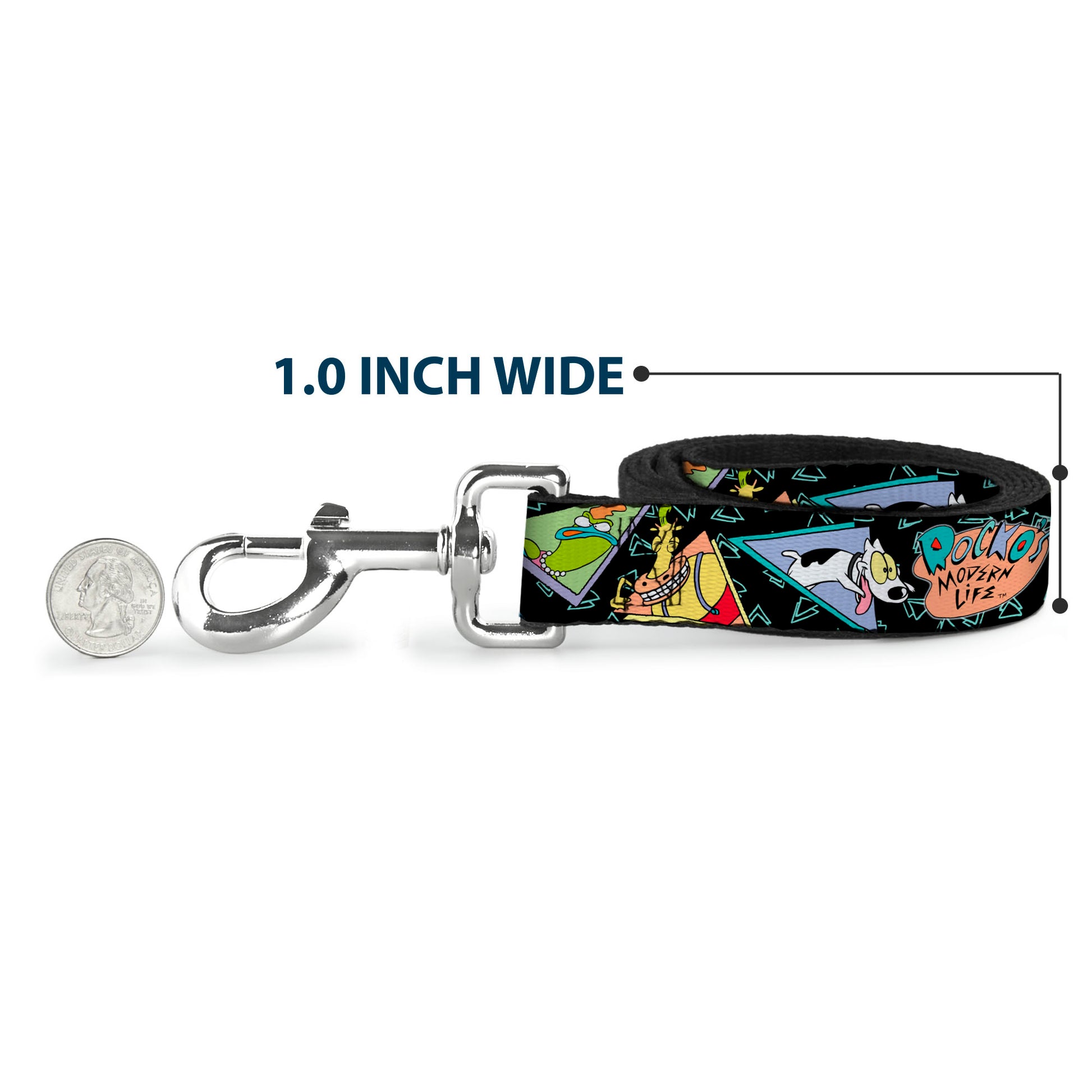 Dog Leash - ROCKO'S MODERN LIFE Character Portraits/Triangles Black/Blue Dog Leashes Ren and Stimpy