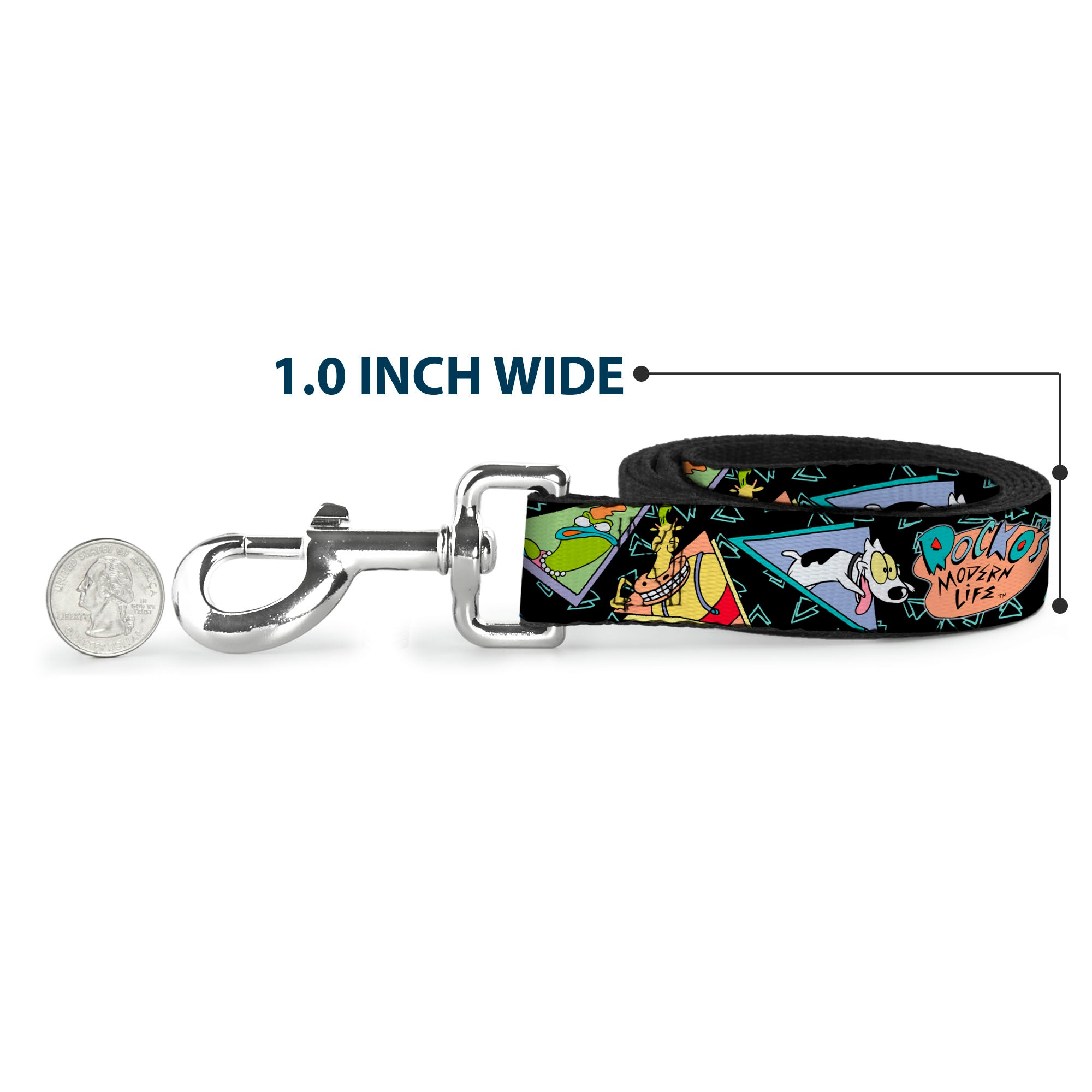 Dog Leash - ROCKO'S MODERN LIFE Character Portraits/Triangles Black/Blue Dog Leashes Ren and Stimpy