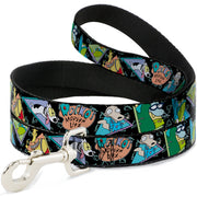 Dog Leash - ROCKO'S MODERN LIFE Character Portraits/Triangles Black/Blue Dog Leashes Ren and Stimpy