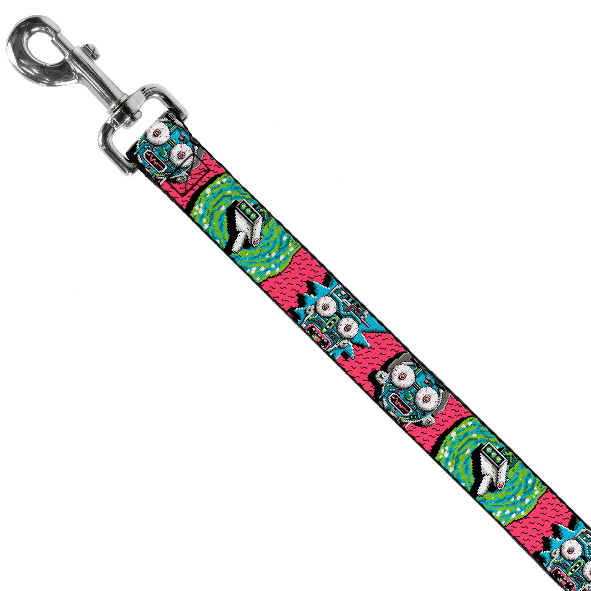 Dog Leash - Rick and Morty Circuit Faces/Portal Gun Pink Dog Leashes Rick and Morty