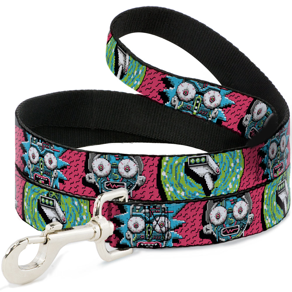Dog Leash - Rick and Morty Circuit Faces/Portal Gun Pink Dog Leashes Rick and Morty