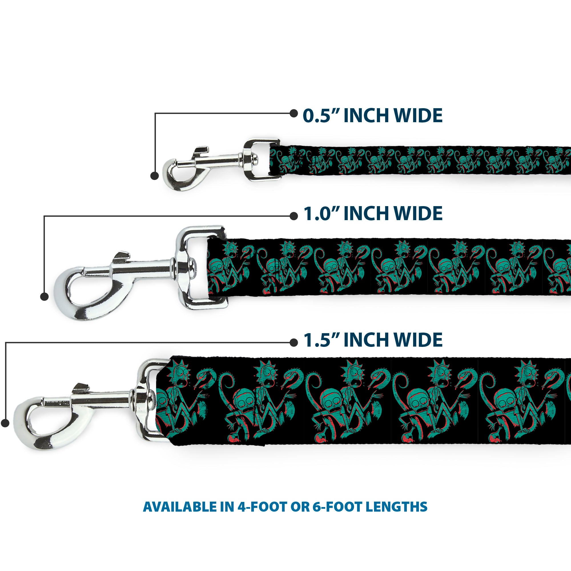 Dog Leash - Rick and Morty Psychedelic Monster Pose Black/Greens Dog Leashes Rick and Morty