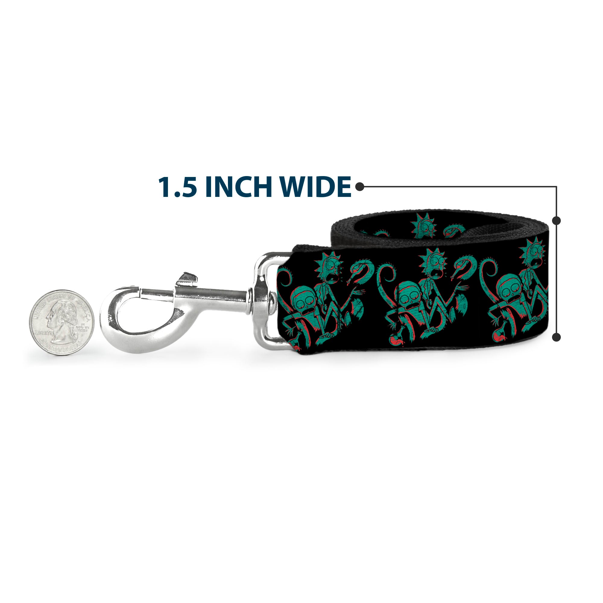 Dog Leash - Rick and Morty Psychedelic Monster Pose Black/Greens Dog Leashes Rick and Morty