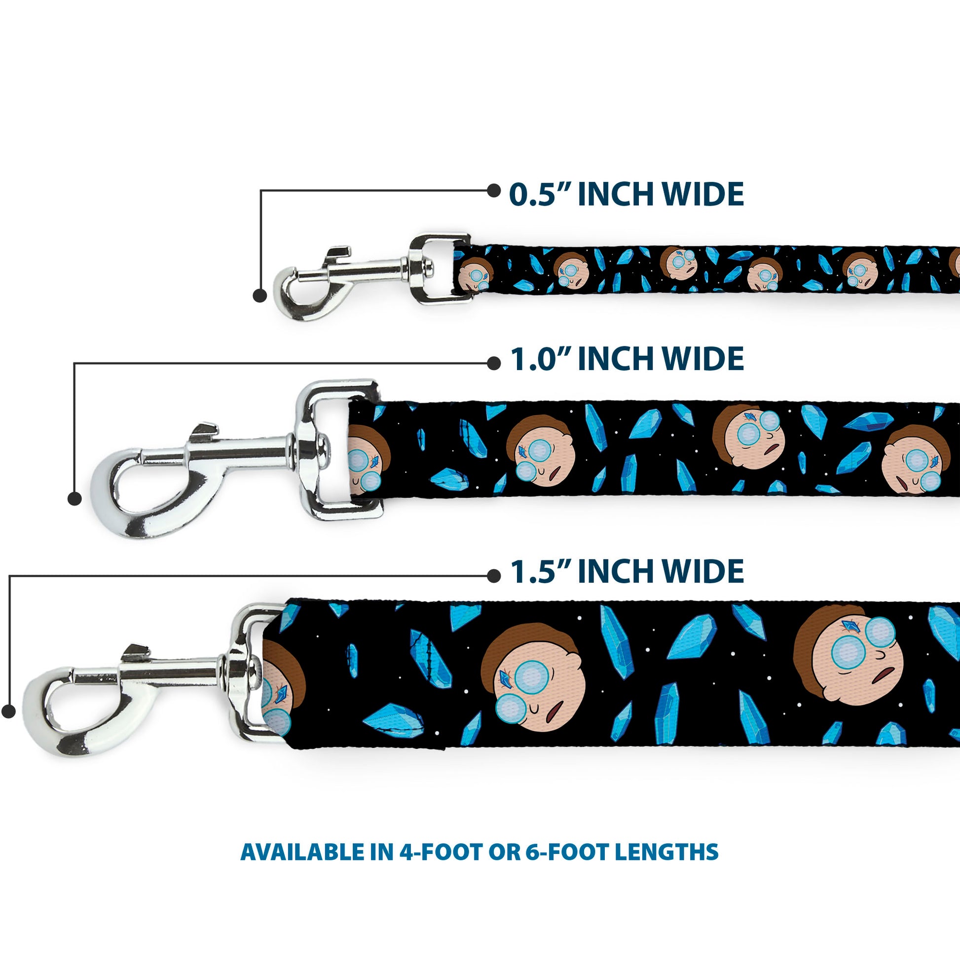 Dog Leash - Rick and Morty Death Crystals and Morty Expression Black/Blues Dog Leashes Rick and Morty