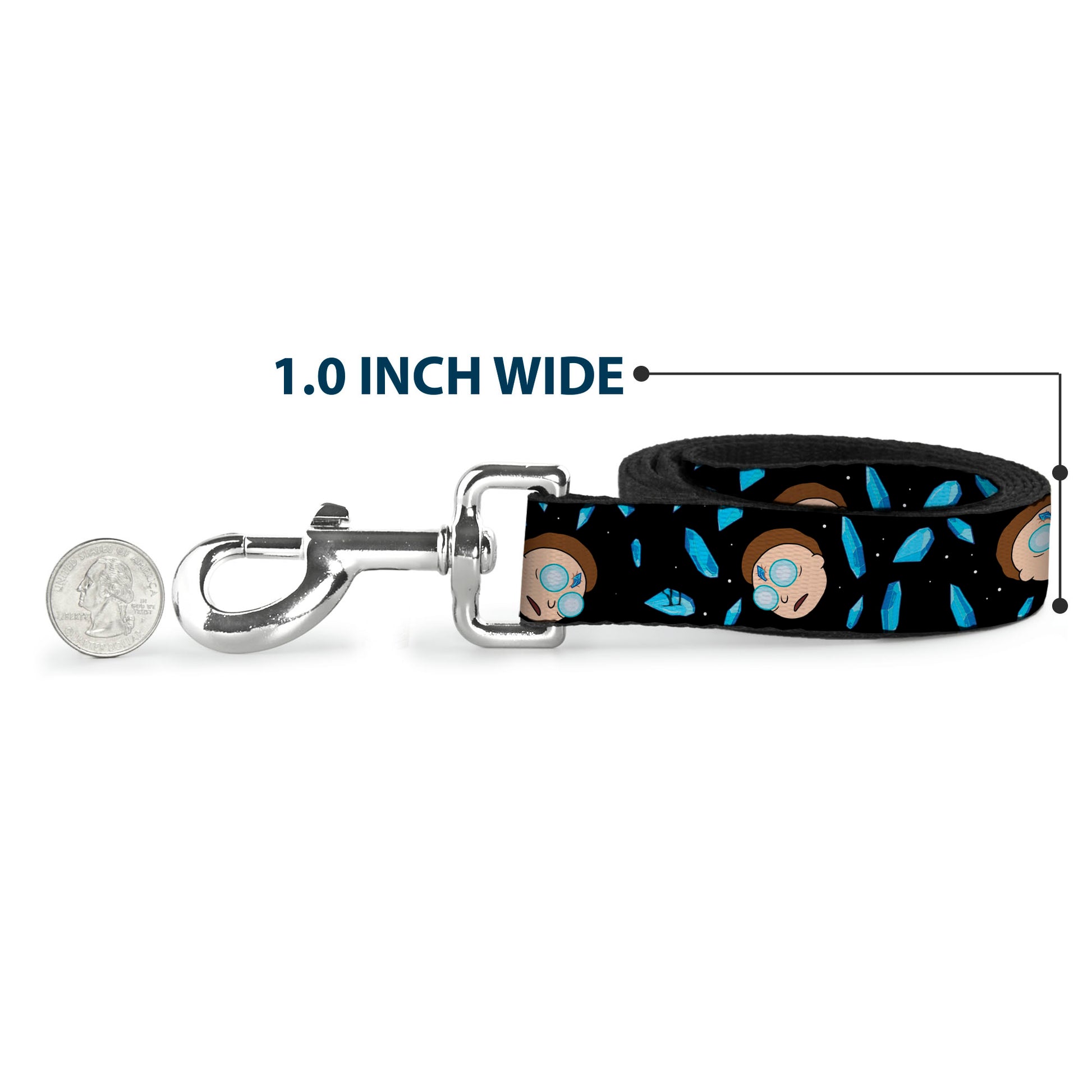 Dog Leash - Rick and Morty Death Crystals and Morty Expression Black/Blues Dog Leashes Rick and Morty
