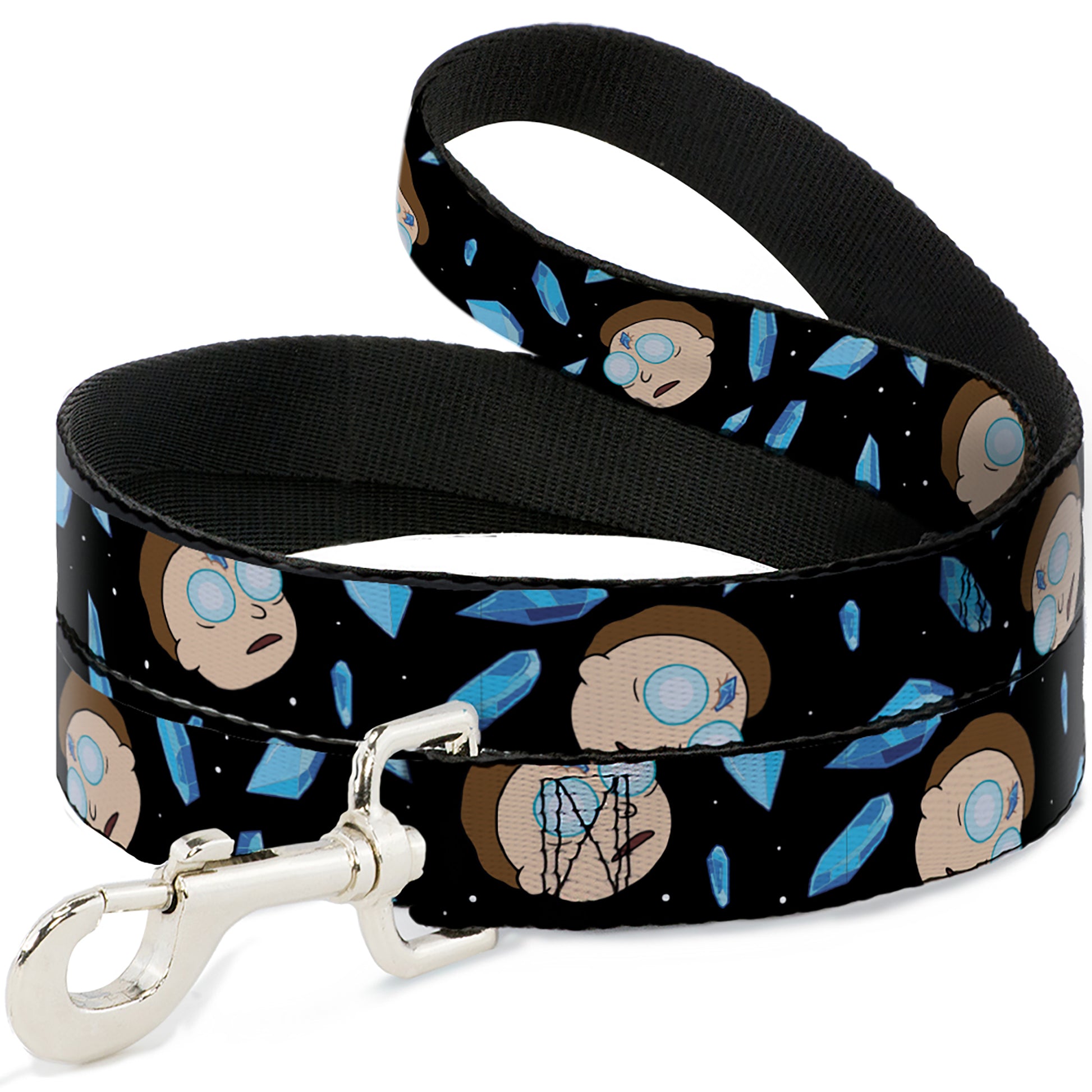 Dog Leash - Rick and Morty Death Crystals and Morty Expression Black/Blues Dog Leashes Rick and Morty
