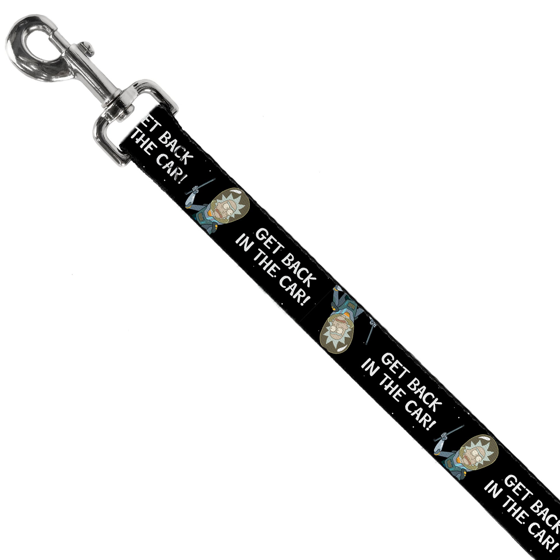 Dog Leash - Rick and Morty Rick GET BACK IN THE CAR Pose Black/White Dog Leashes Rick and Morty