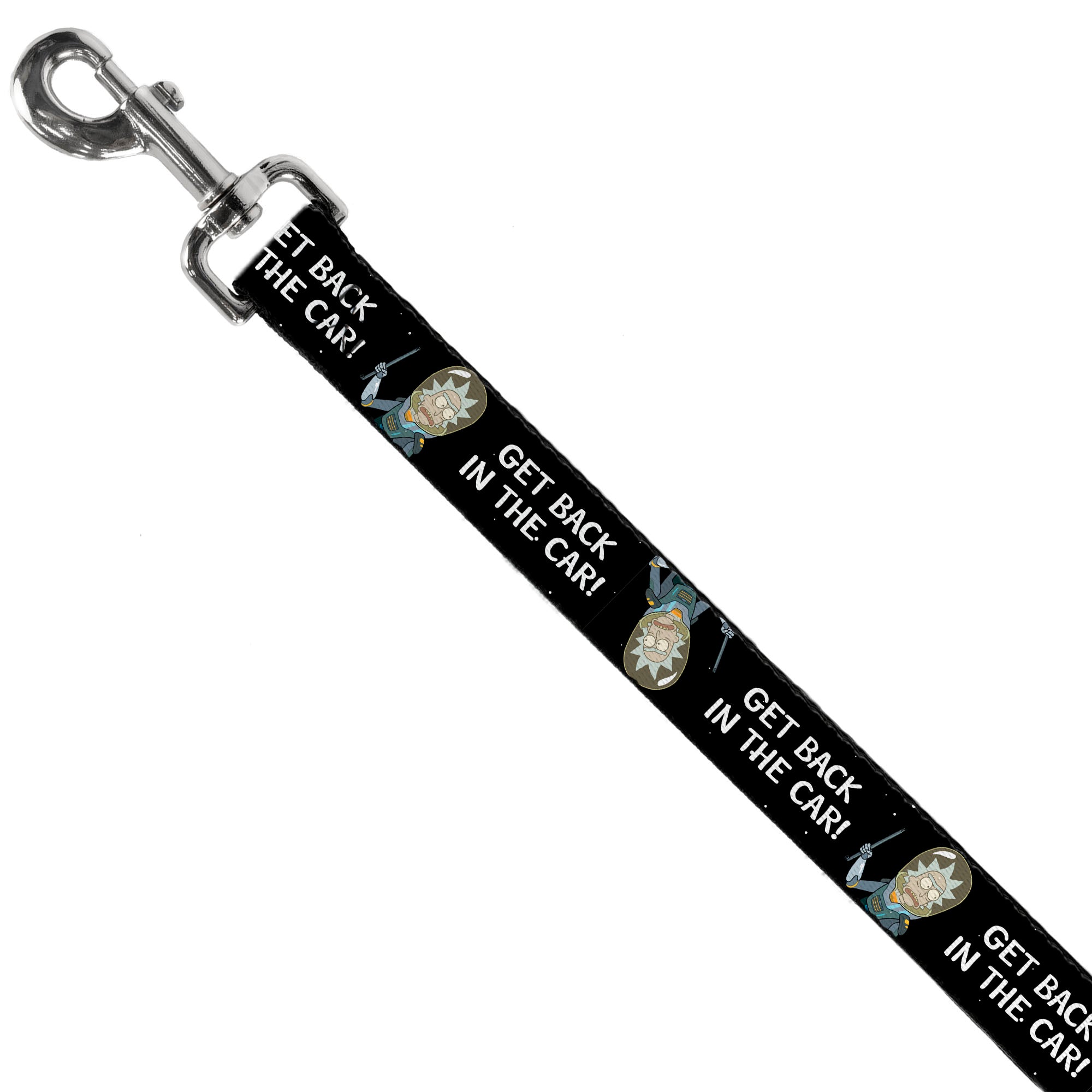 Dog Leash - Rick and Morty Rick GET BACK IN THE CAR Pose Black/White Dog Leashes Rick and Morty