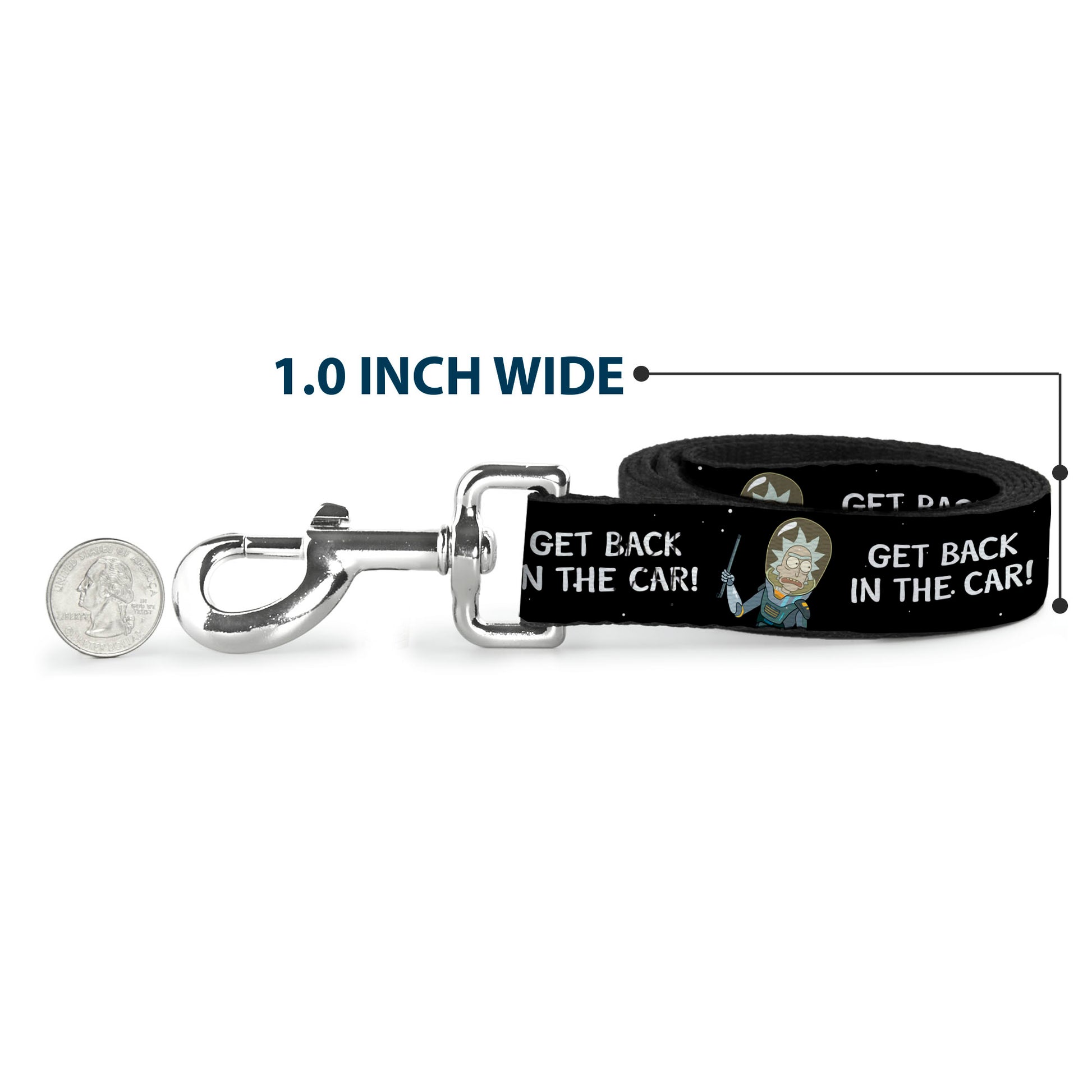 Dog Leash - Rick and Morty Rick GET BACK IN THE CAR Pose Black/White Dog Leashes Rick and Morty