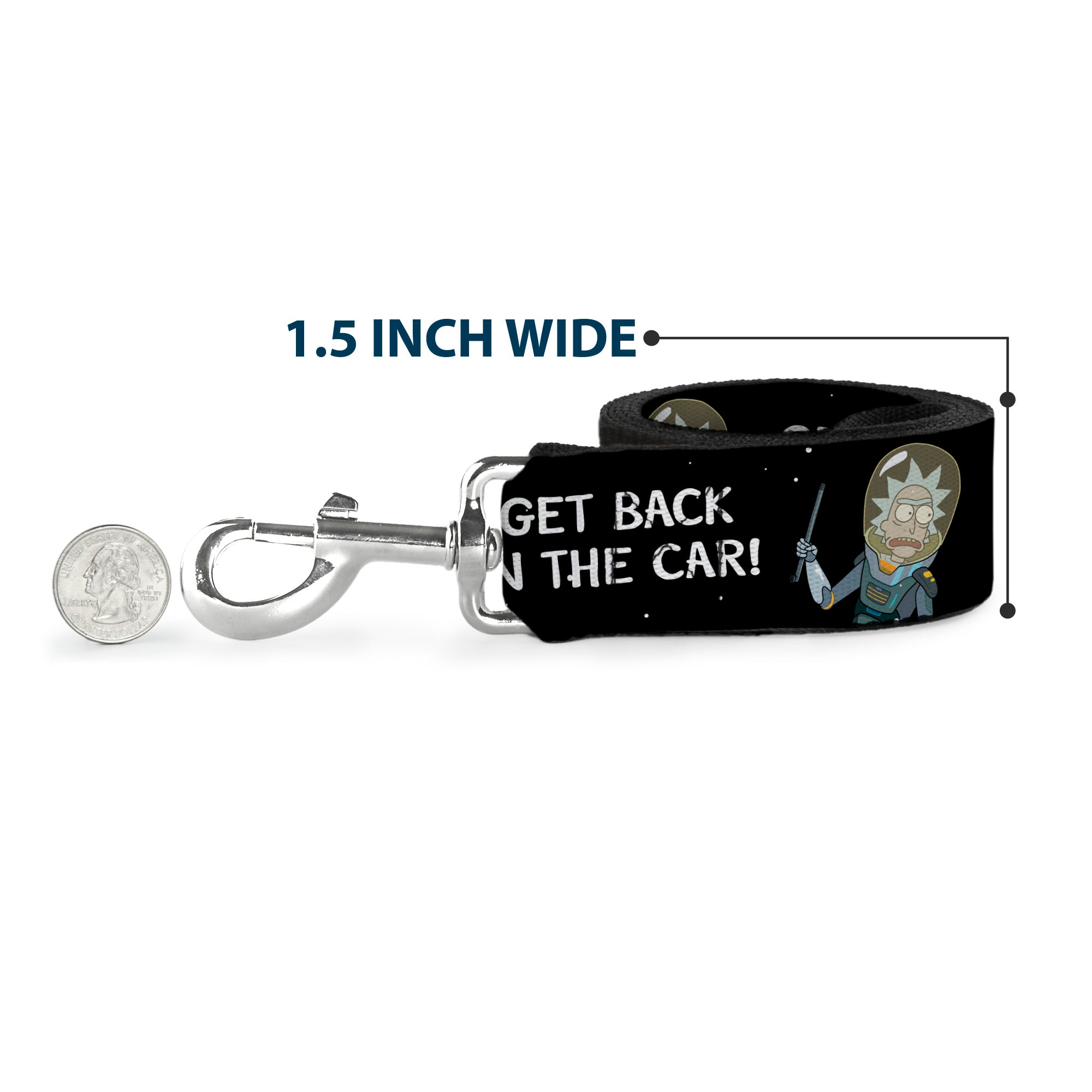 Dog Leash - Rick and Morty Rick GET BACK IN THE CAR Pose Black/White Dog Leashes Rick and Morty