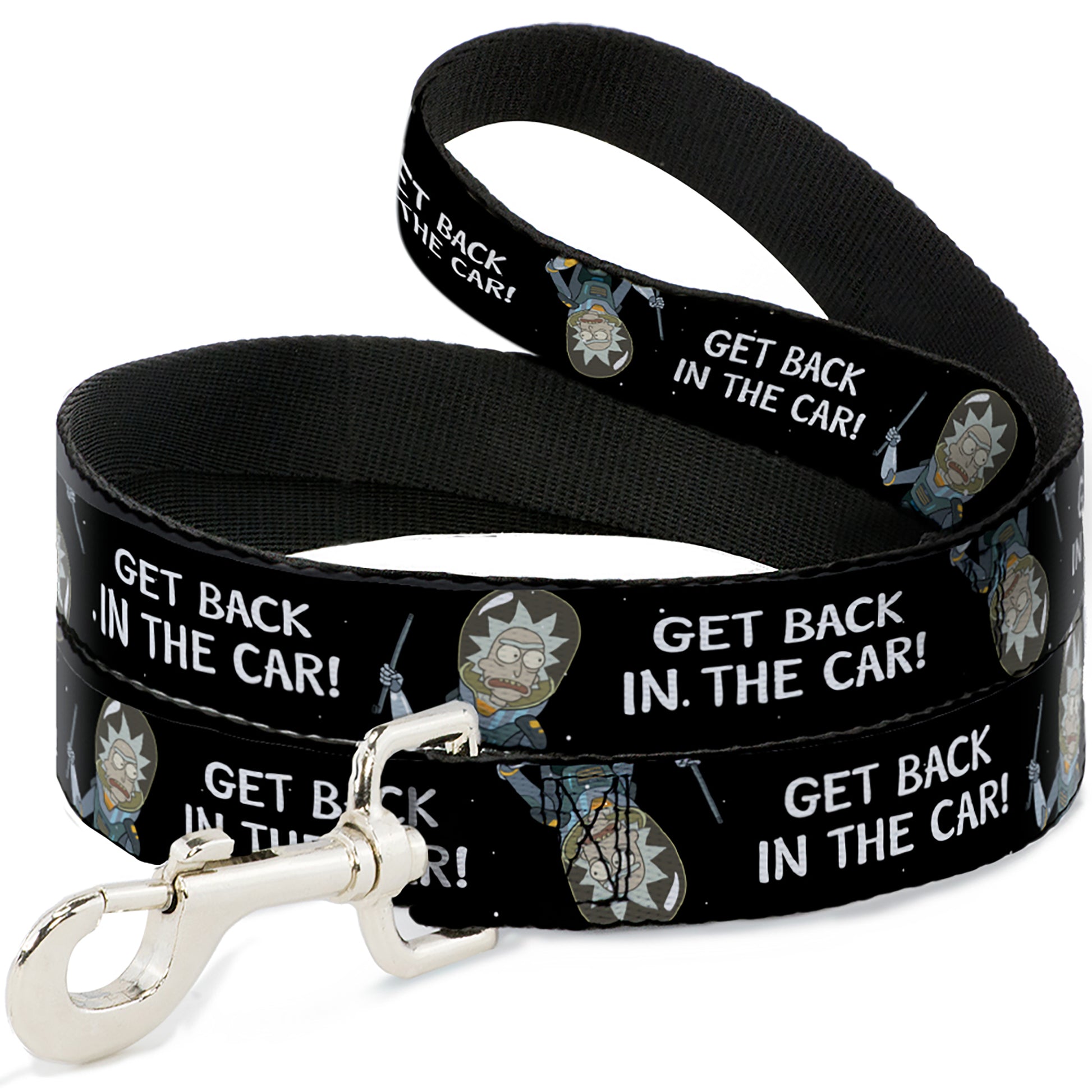 Dog Leash - Rick and Morty Rick GET BACK IN THE CAR Pose Black/White Dog Leashes Rick and Morty