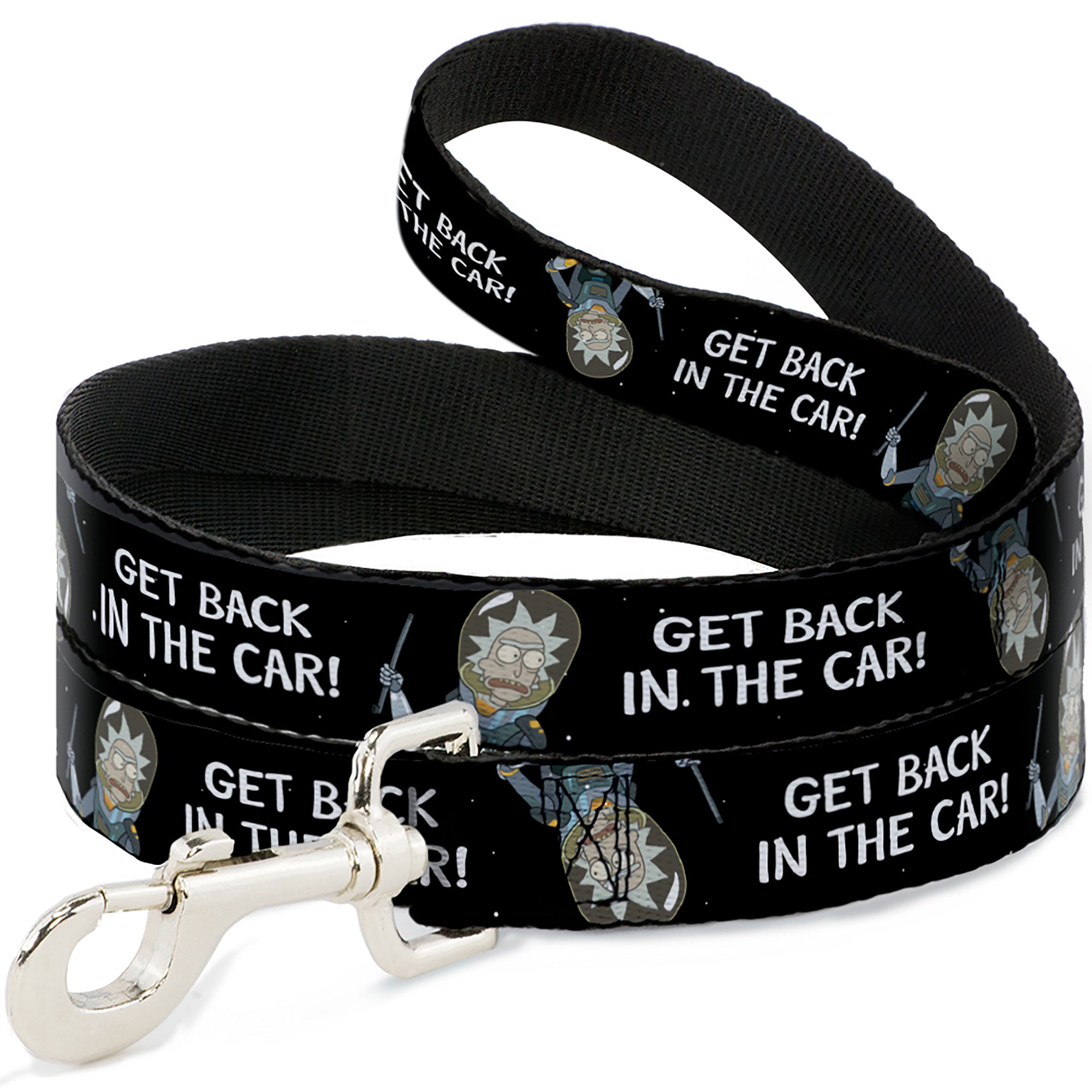 Dog Leash - Rick and Morty Rick GET BACK IN THE CAR Pose Black/White Dog Leashes Rick and Morty
