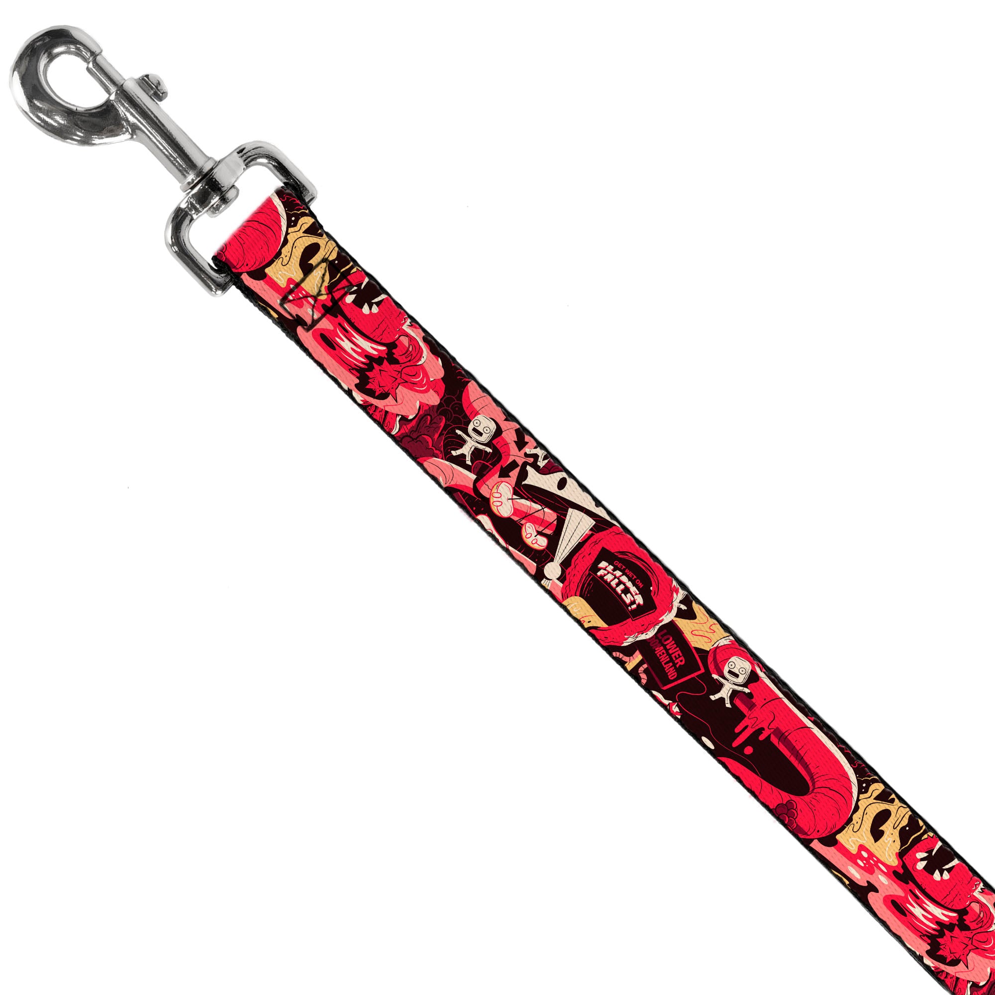 Dog Leash - Rick and Morty Anatomy Park Collage Reds/Black Dog Leashes Rick and Morty