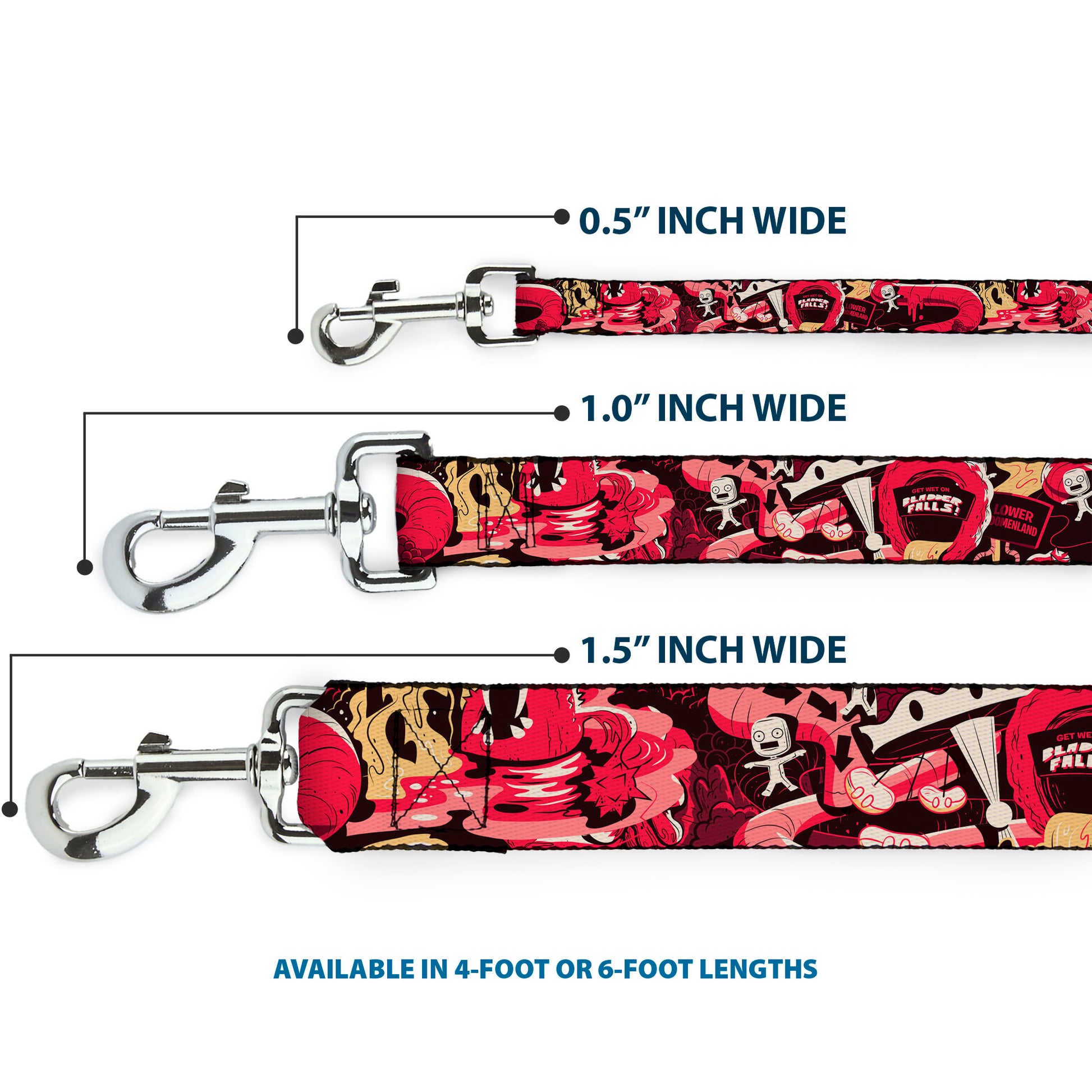 Dog Leash - Rick and Morty Anatomy Park Collage Reds/Black Dog Leashes Rick and Morty