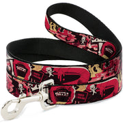 Dog Leash - Rick and Morty Anatomy Park Collage Reds/Black Dog Leashes Rick and Morty