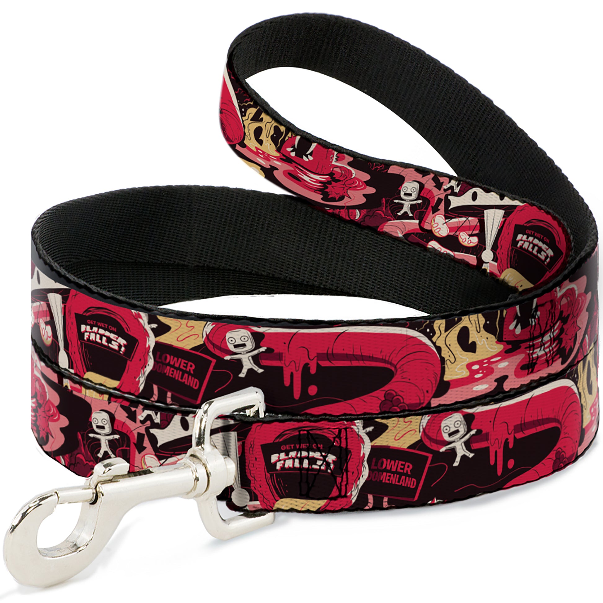 Dog Leash - Rick and Morty Anatomy Park Collage Reds/Black Dog Leashes Rick and Morty