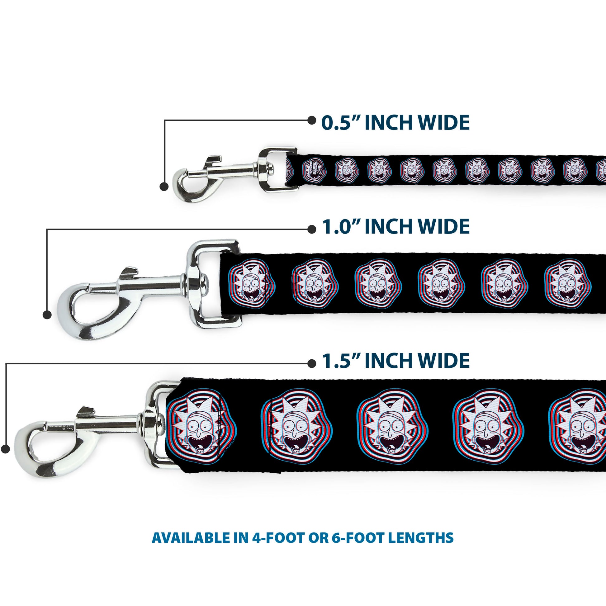 Dog Leash - Rick and Morty Rick Vaporwave Bullseye Black/Blue/Red/White Dog Leashes Rick and Morty