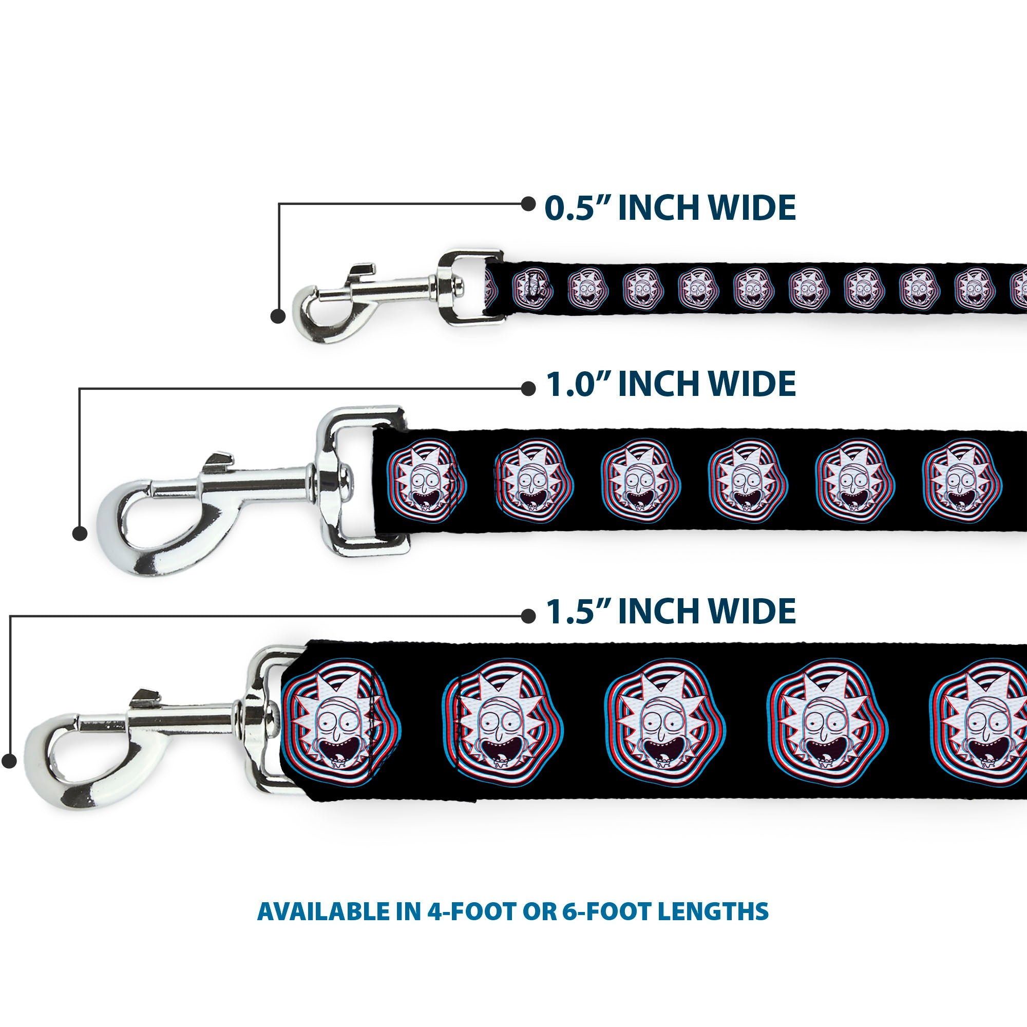 Dog Leash - Rick and Morty Rick Vaporwave Bullseye Black/Blue/Red/White Dog Leashes Rick and Morty