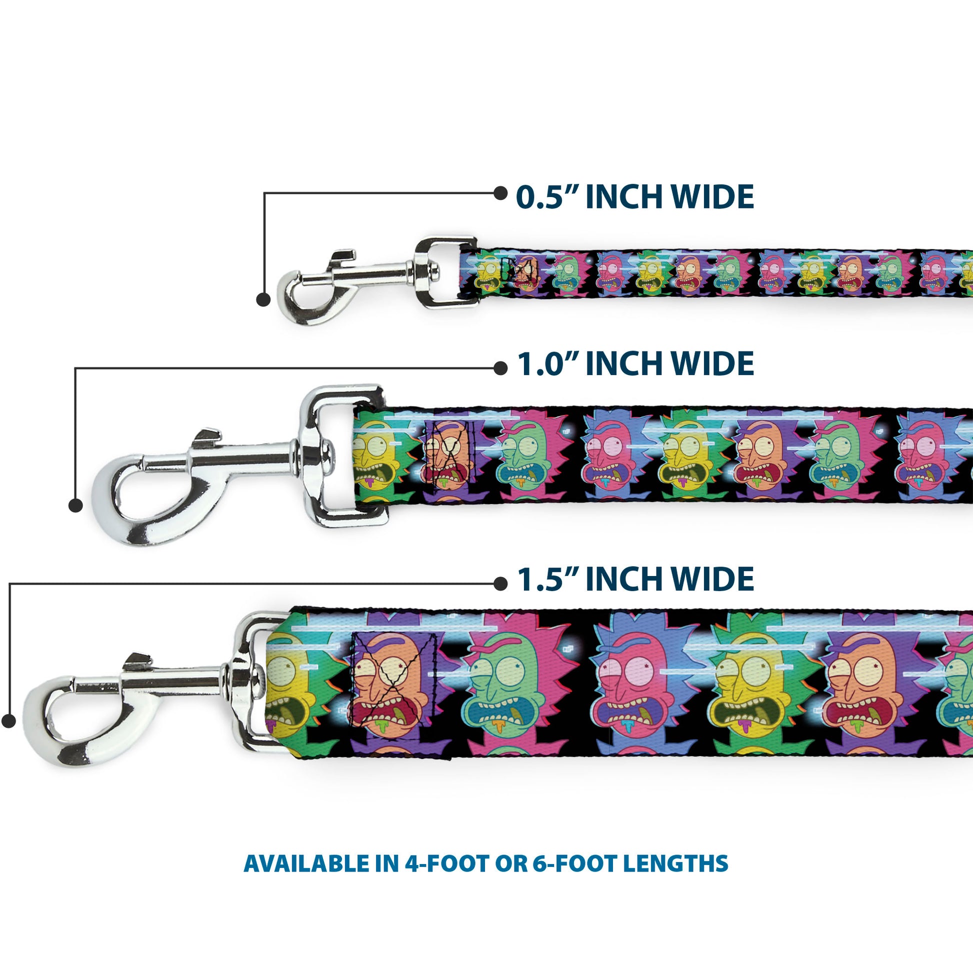 Dog Leash - Rick Sanchez Screaming Face Black/Multi Color Dog Leashes Rick and Morty