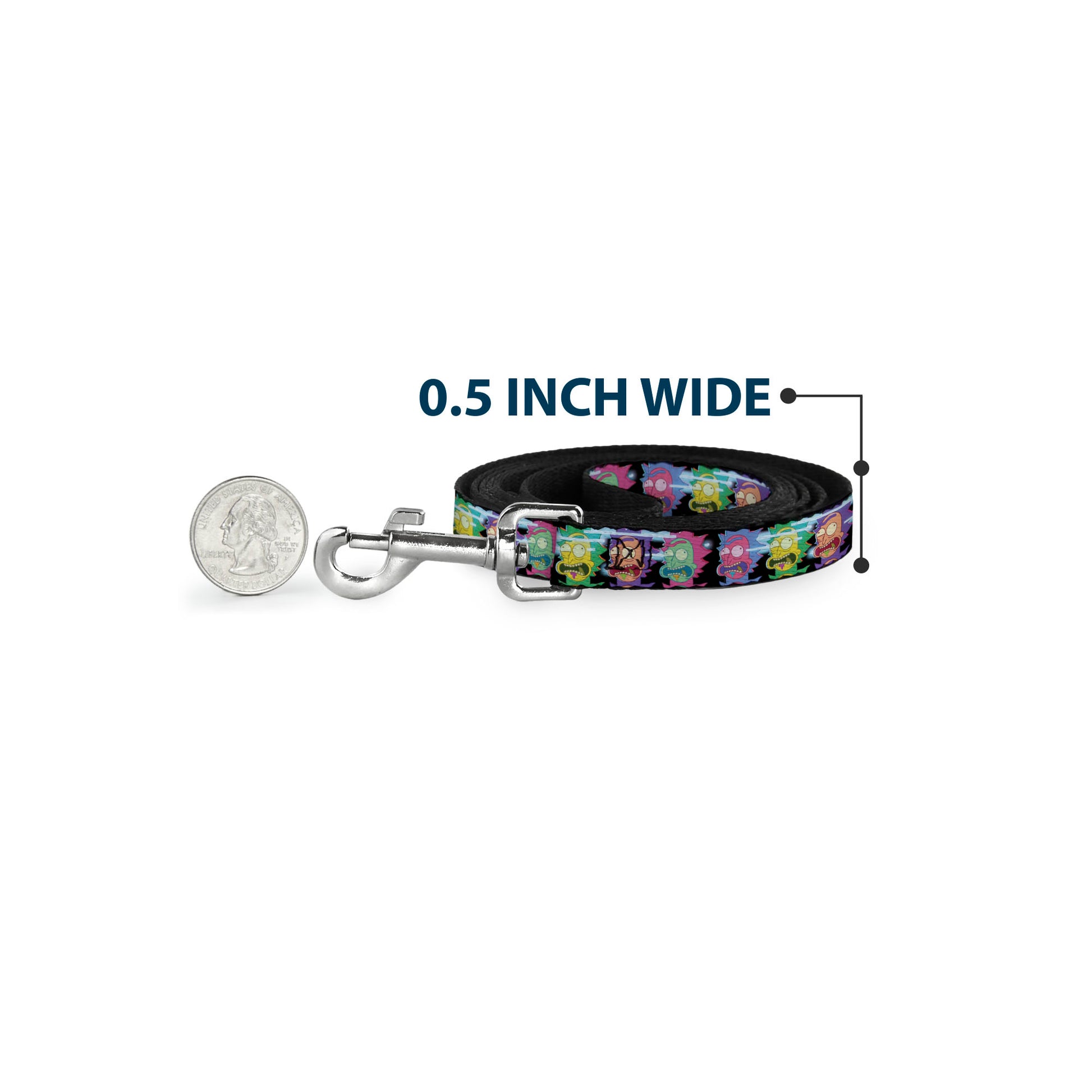 Dog Leash - Rick Sanchez Screaming Face Black/Multi Color Dog Leashes Rick and Morty