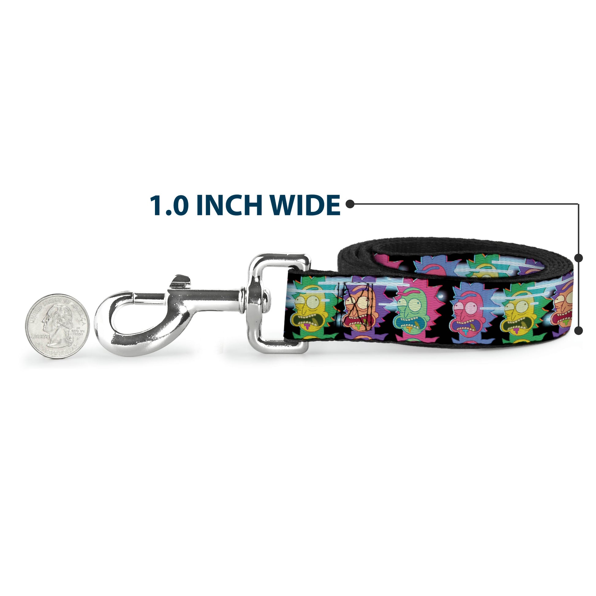 Dog Leash - Rick Sanchez Screaming Face Black/Multi Color Dog Leashes Rick and Morty